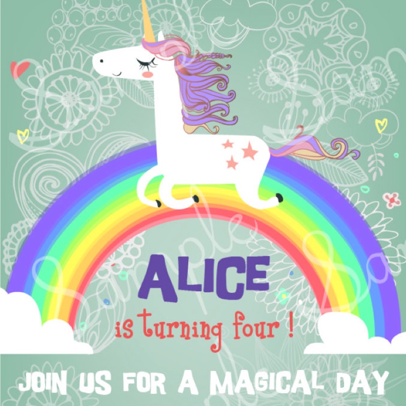 Unicorn birthday invites