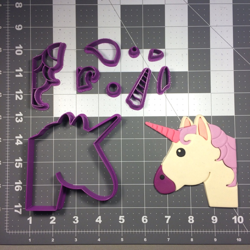 Unicorn emoji cookie cutter set