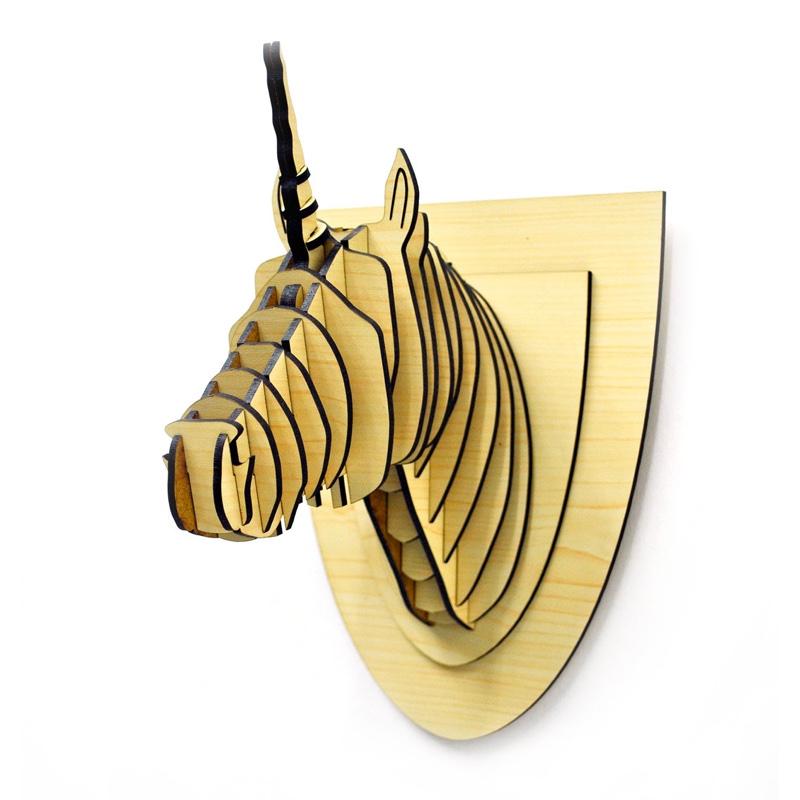 Unicorn wood trophy