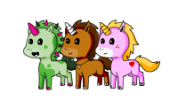 Three colorful Younicorns