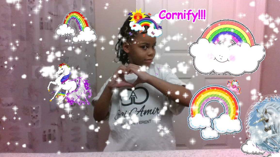 Cornify unicorn and rainbow happiness