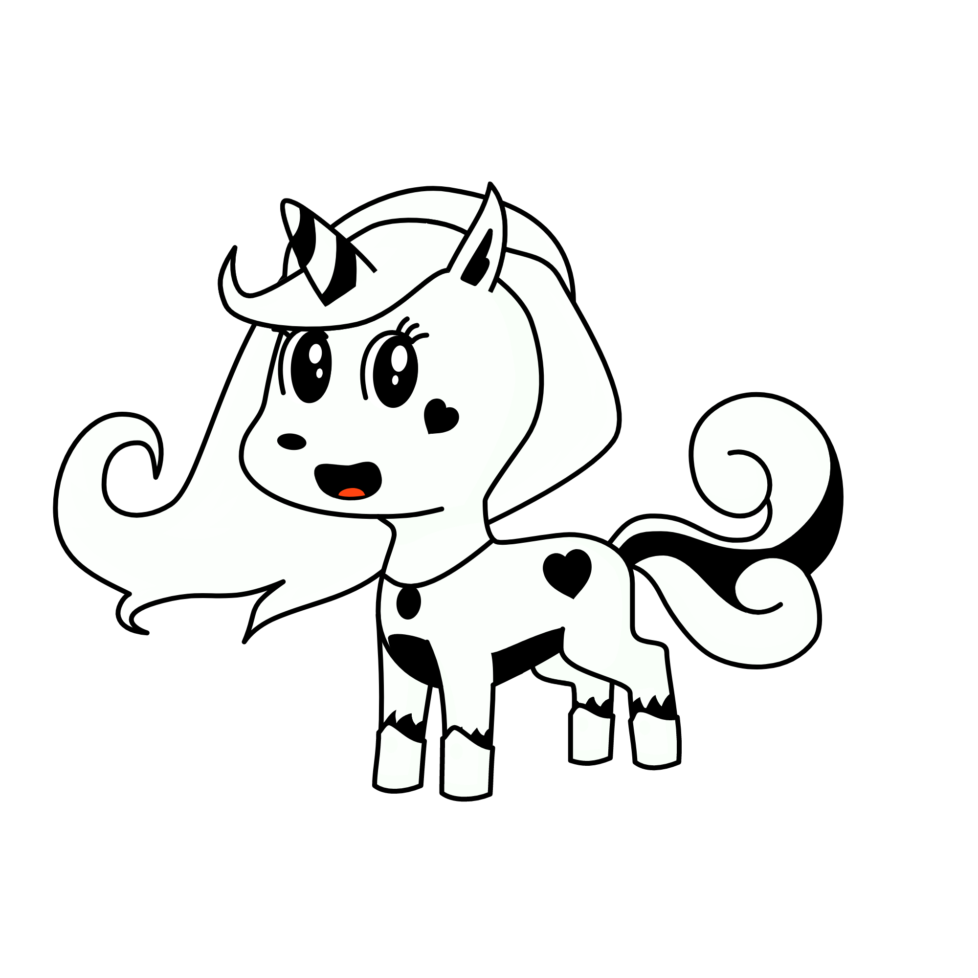 half white half black, the unicorn