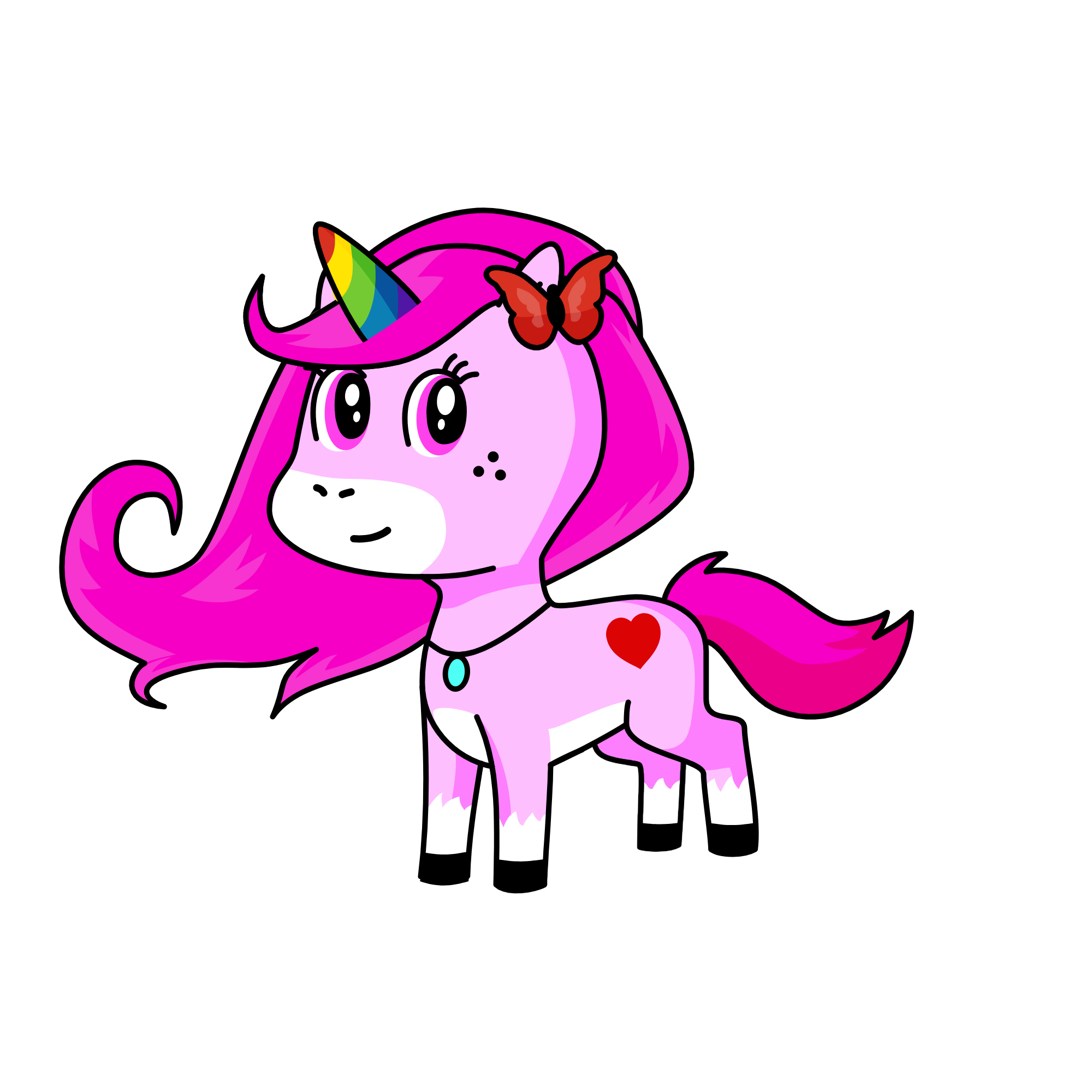 winter pink girl, the unicorn