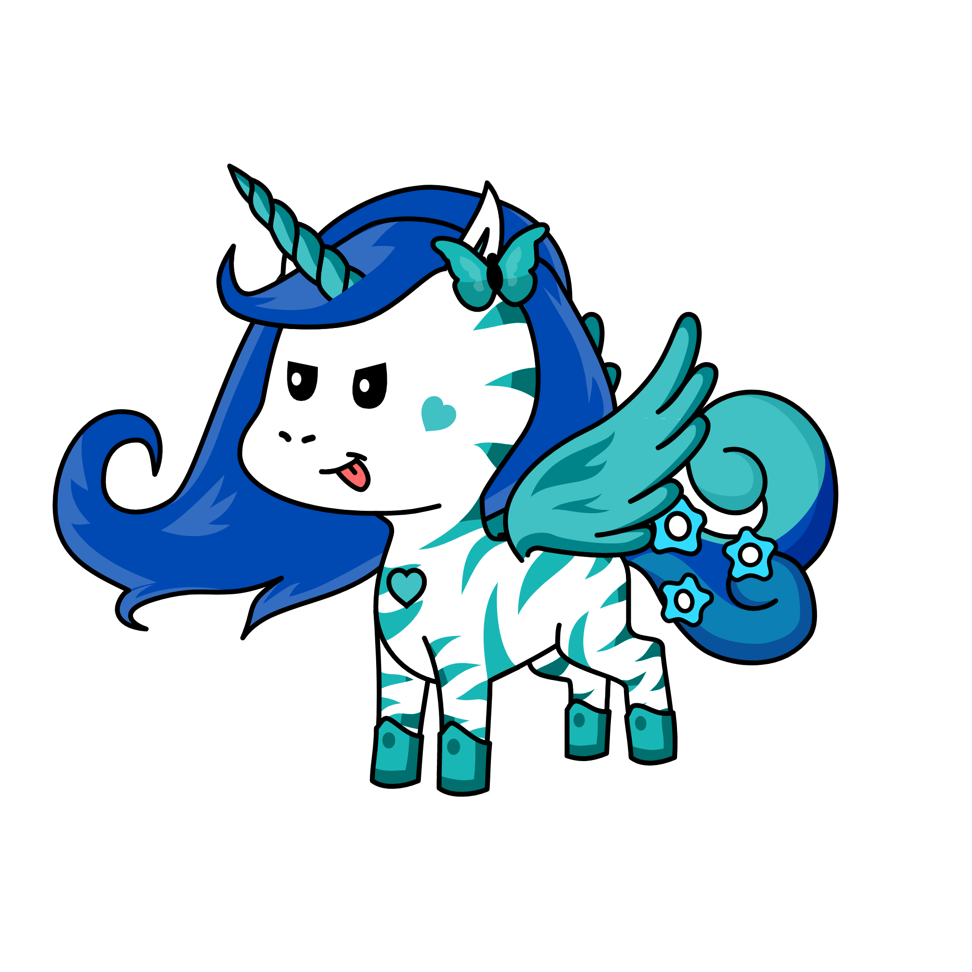 blue,the meanie, the unicorn