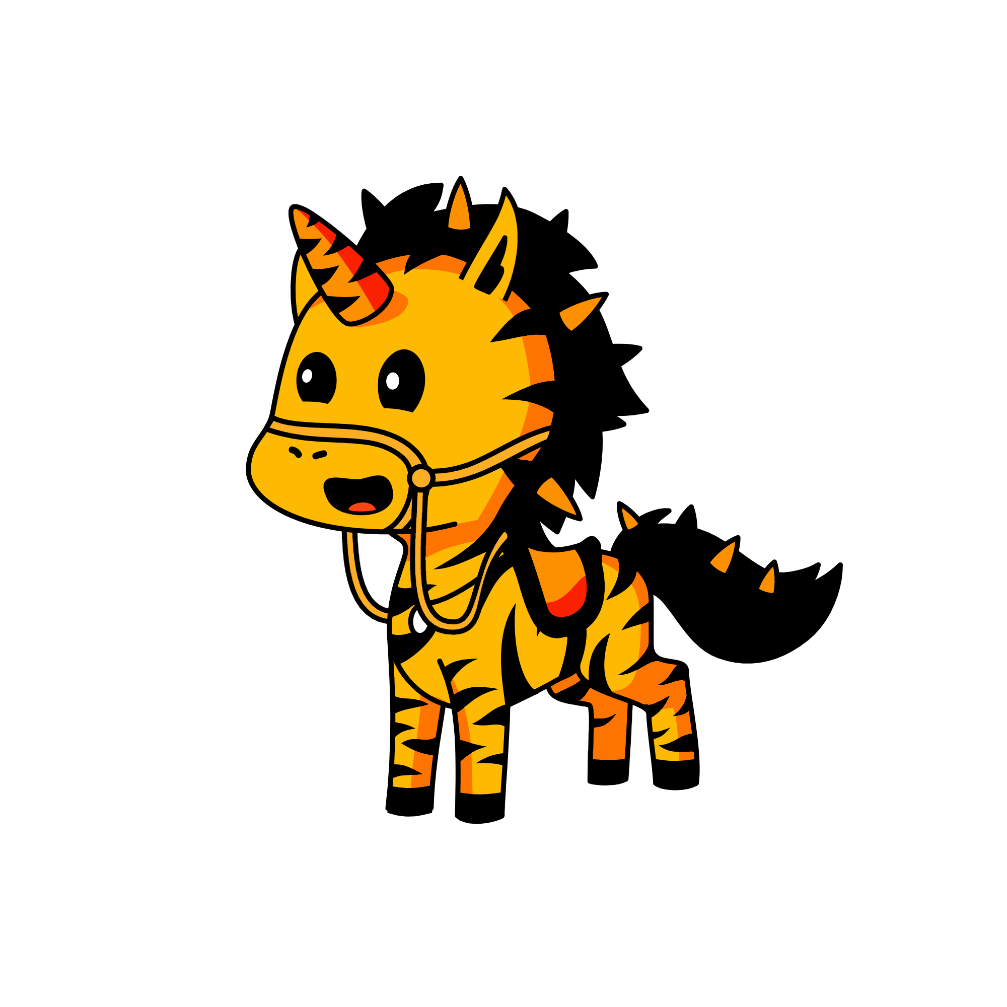Black and orange, the unicorn