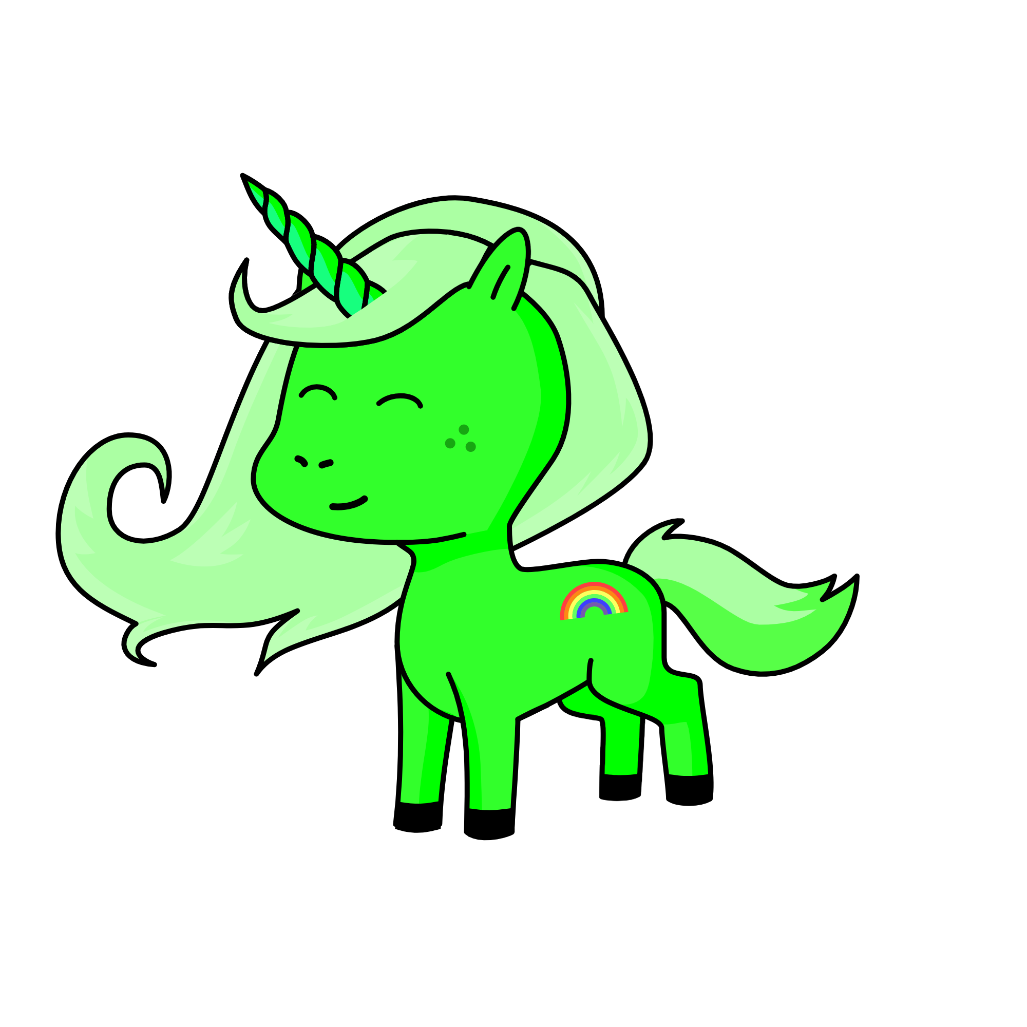 Green, the unicorn