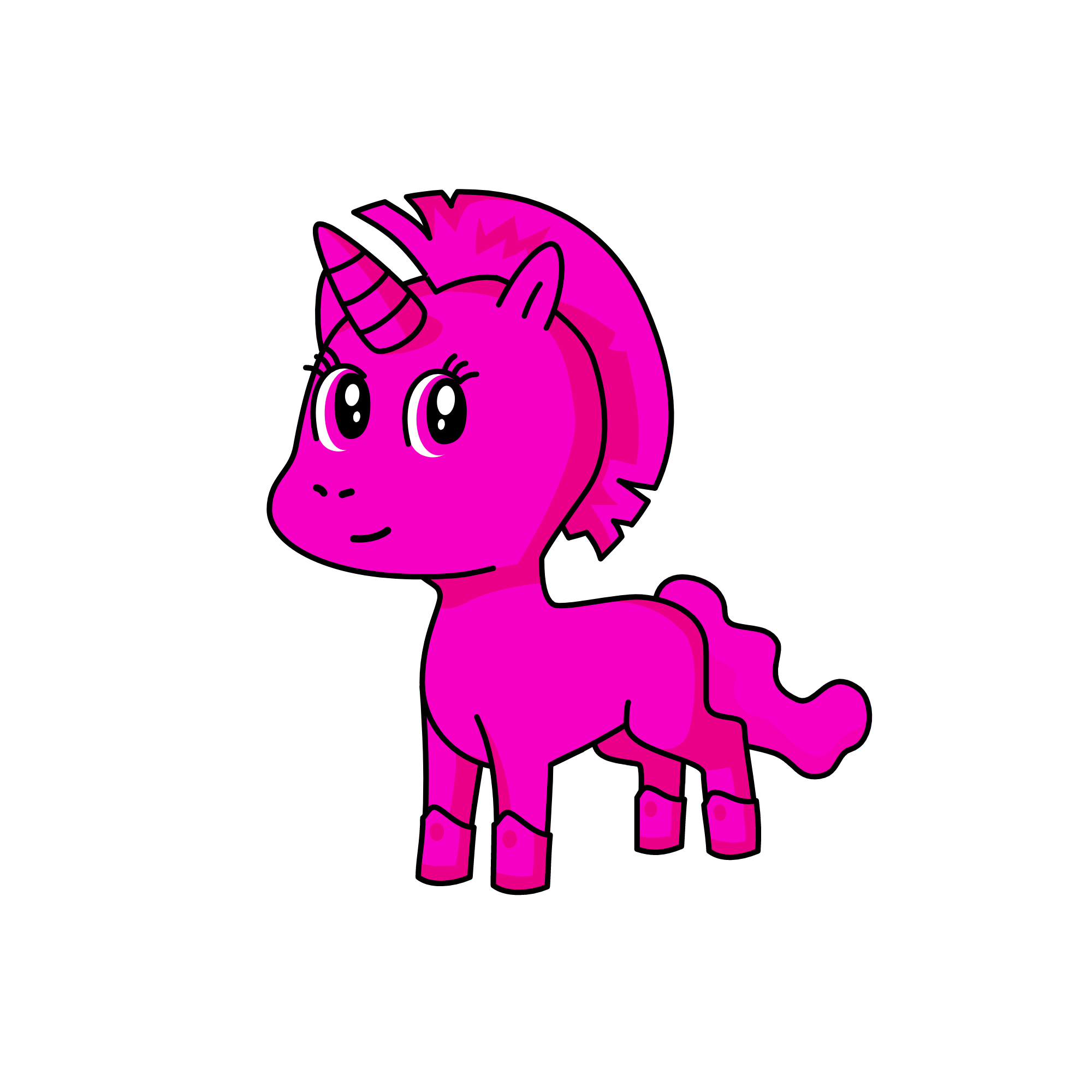 nakid pink girl, the unicorn