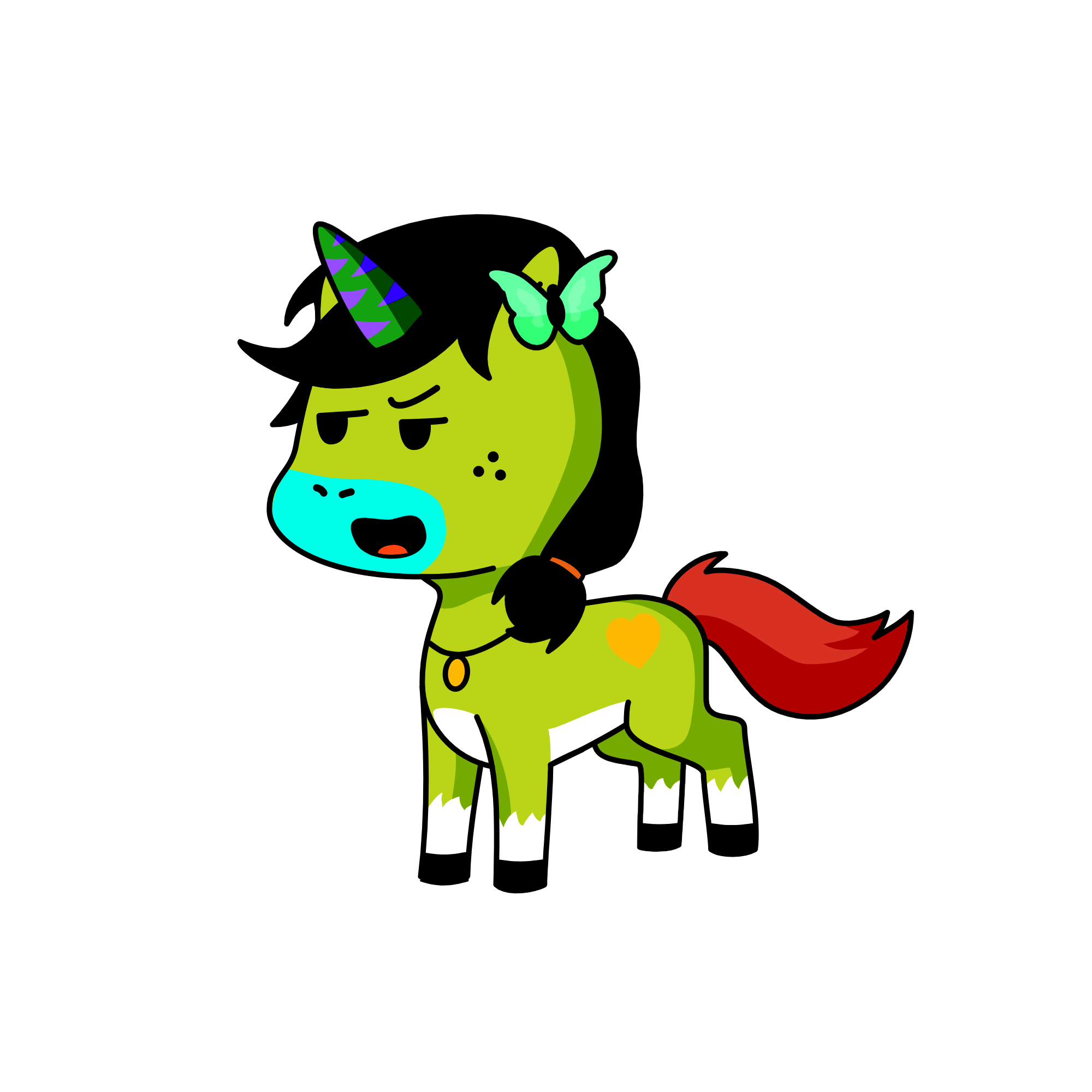 crazy green, the unicorn