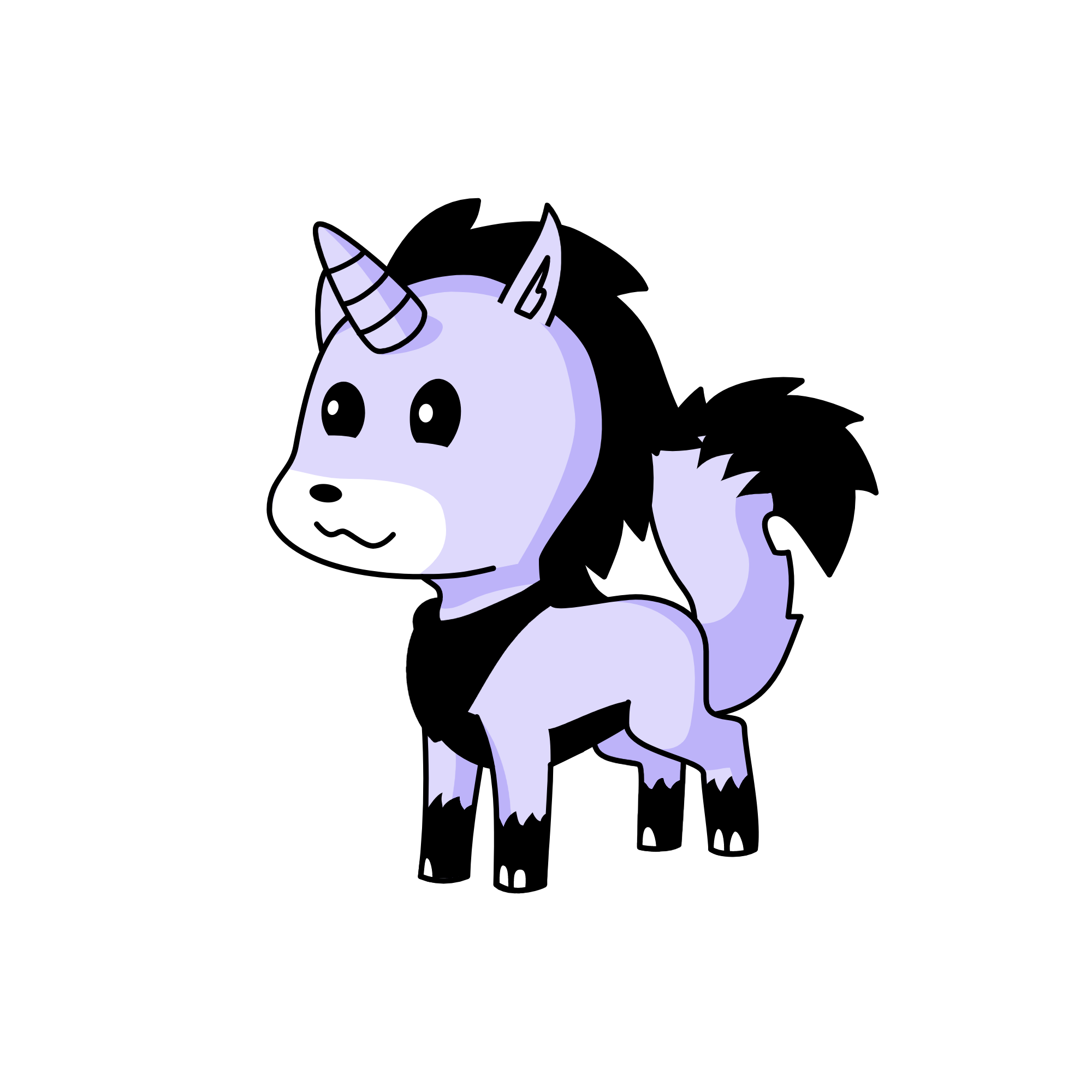 Lavender (thinks she's part wolf), the unicorn