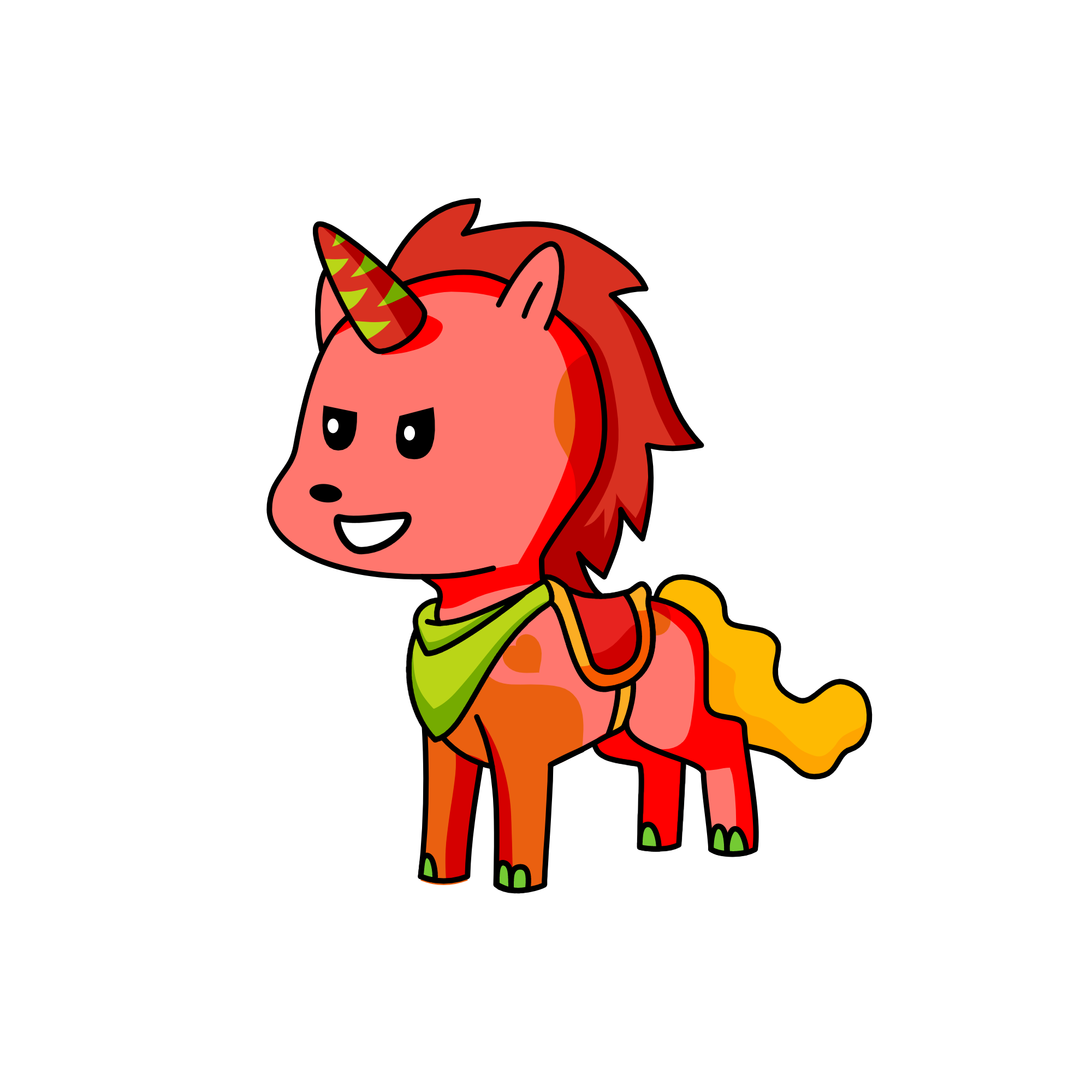 Red goblin, the unicorn