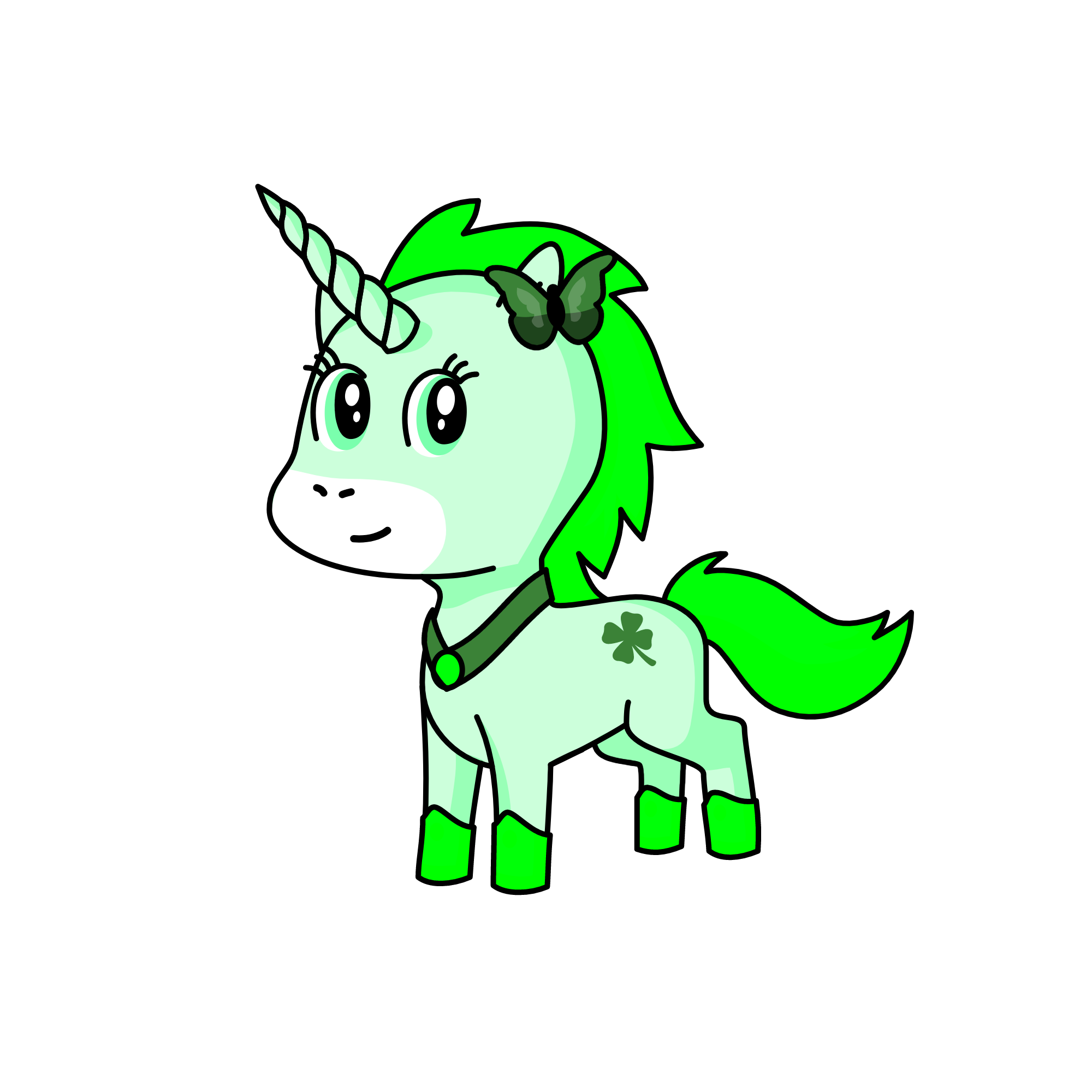 Greenie, the unicorn