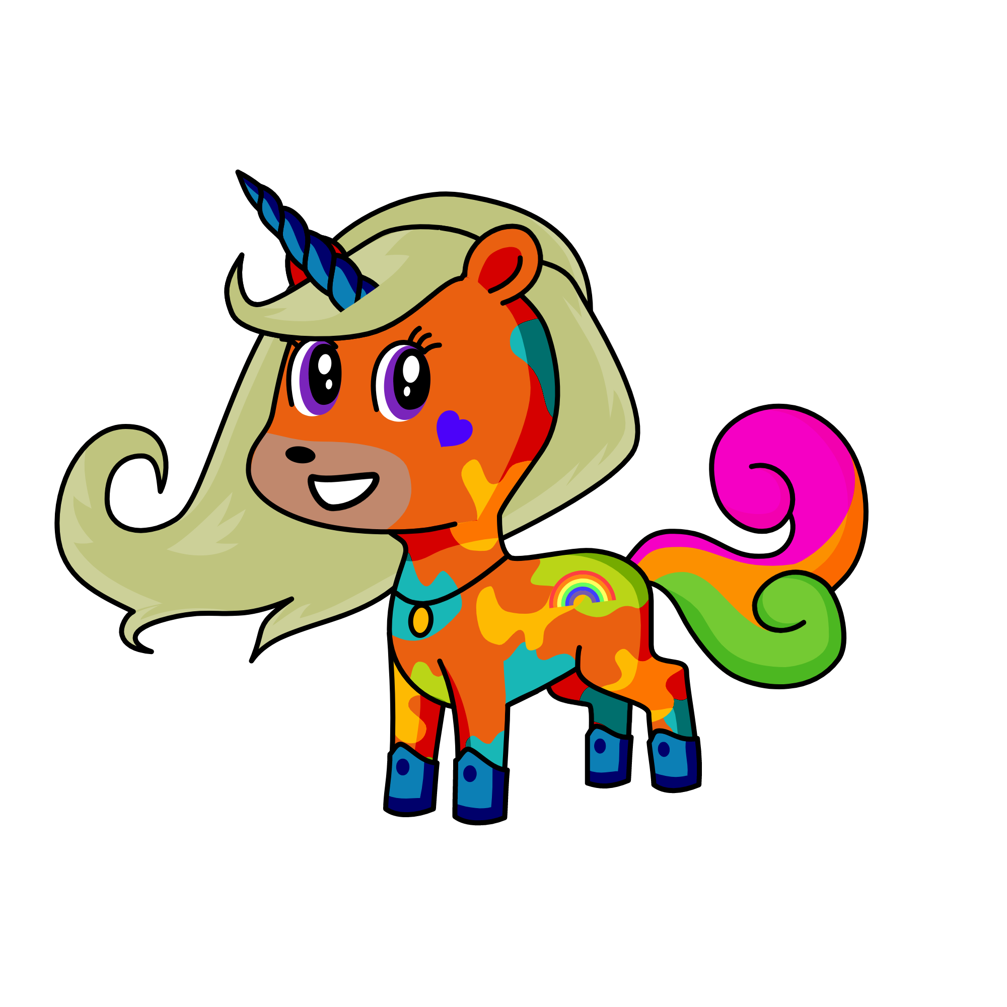 the cute colorful unicorn, the unicorn