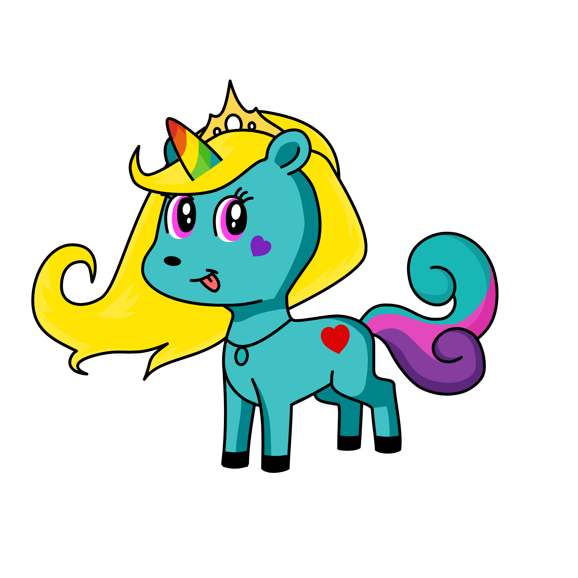 the great queen of the colorful unicorns, the unicorn
