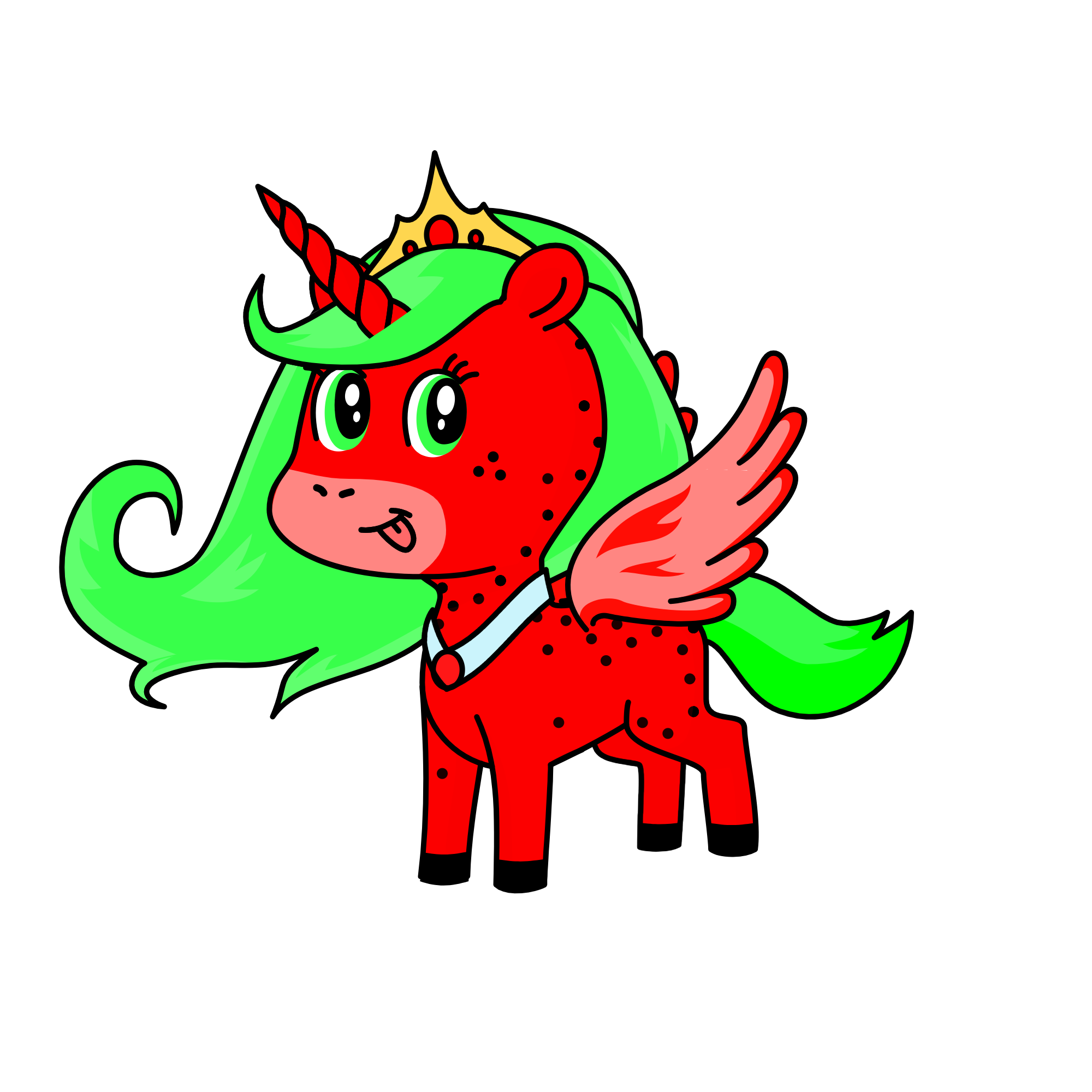Princess Melon (Eldest Sister of The PrincessCorn's, Daughter, and next in line to be queen.), the unicorn