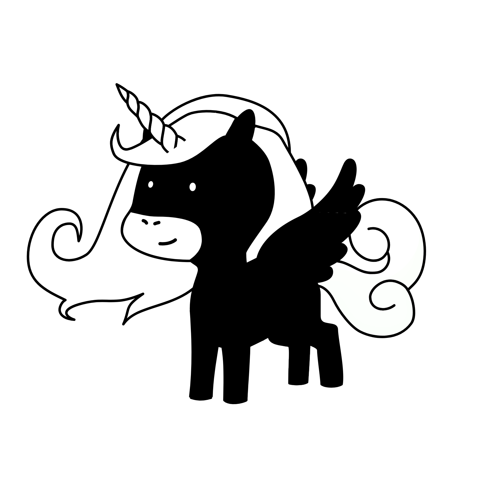 black and white, the unicorn