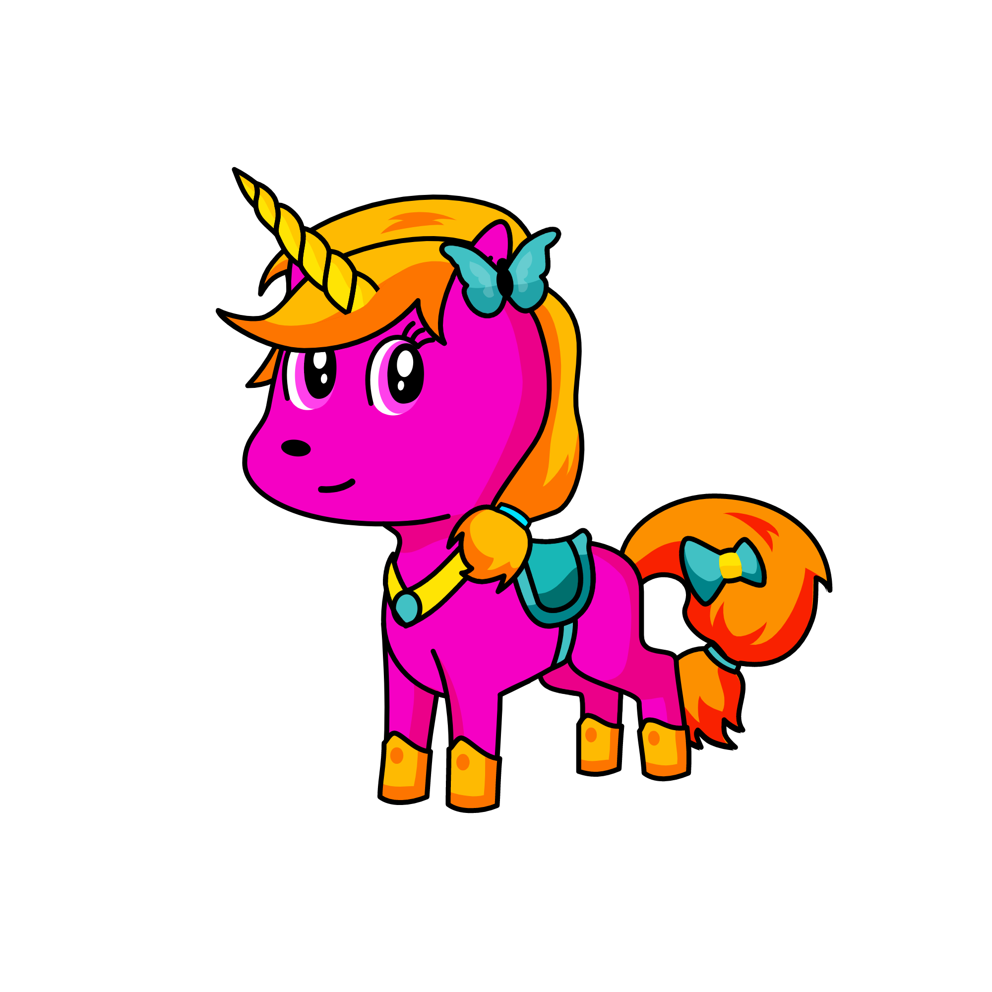 blue pink, the unicorn