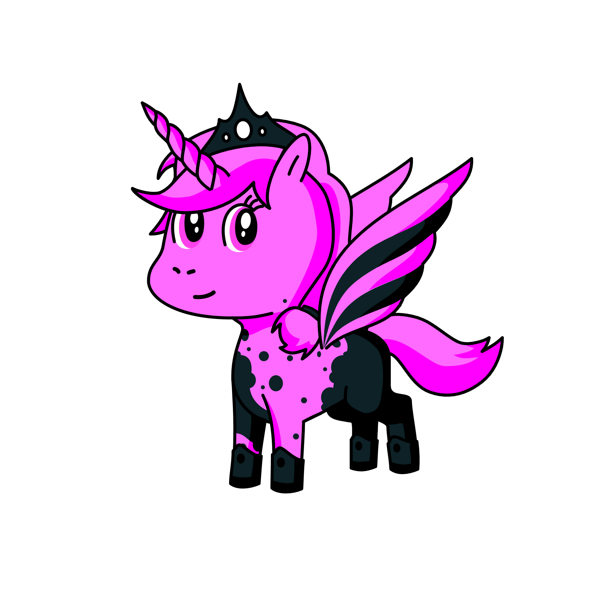 Pink and black queen, the unicorn