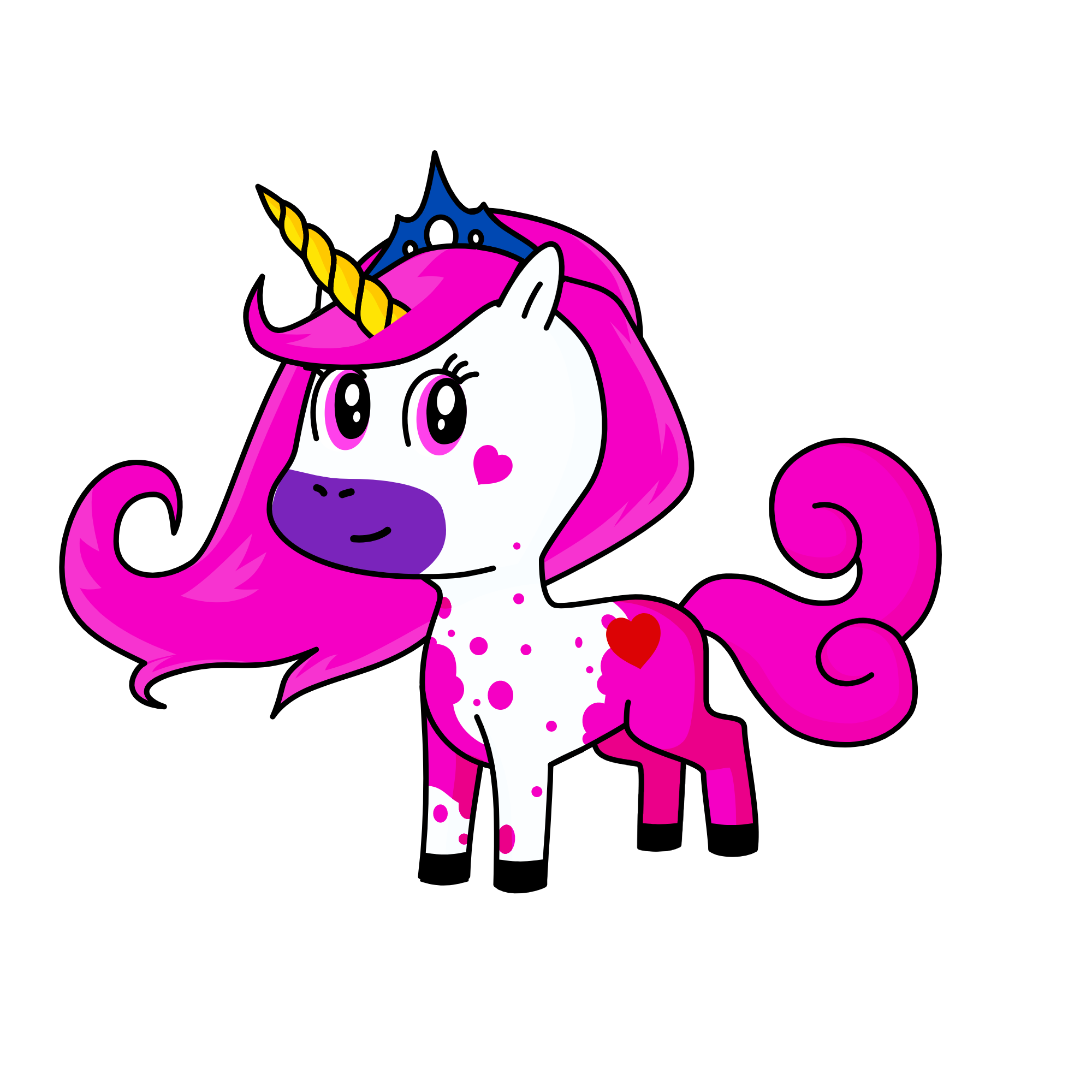 Princess pink (Sister to Prince blue and dater to King blue and Queen pink), the unicorn