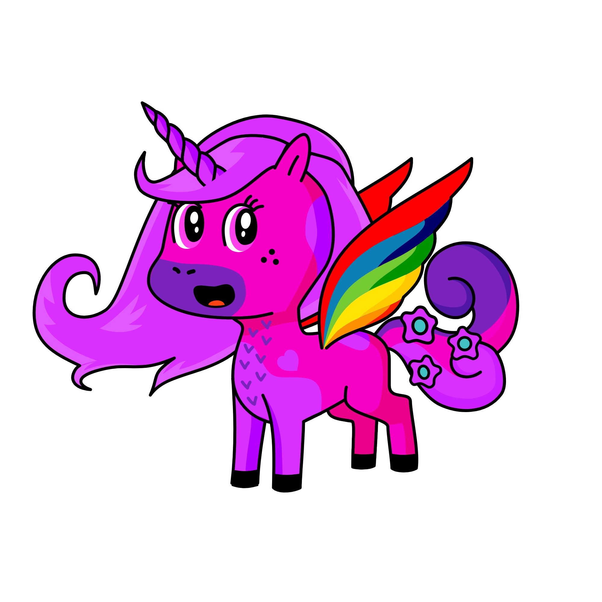 Rainbow heart, the unicorn