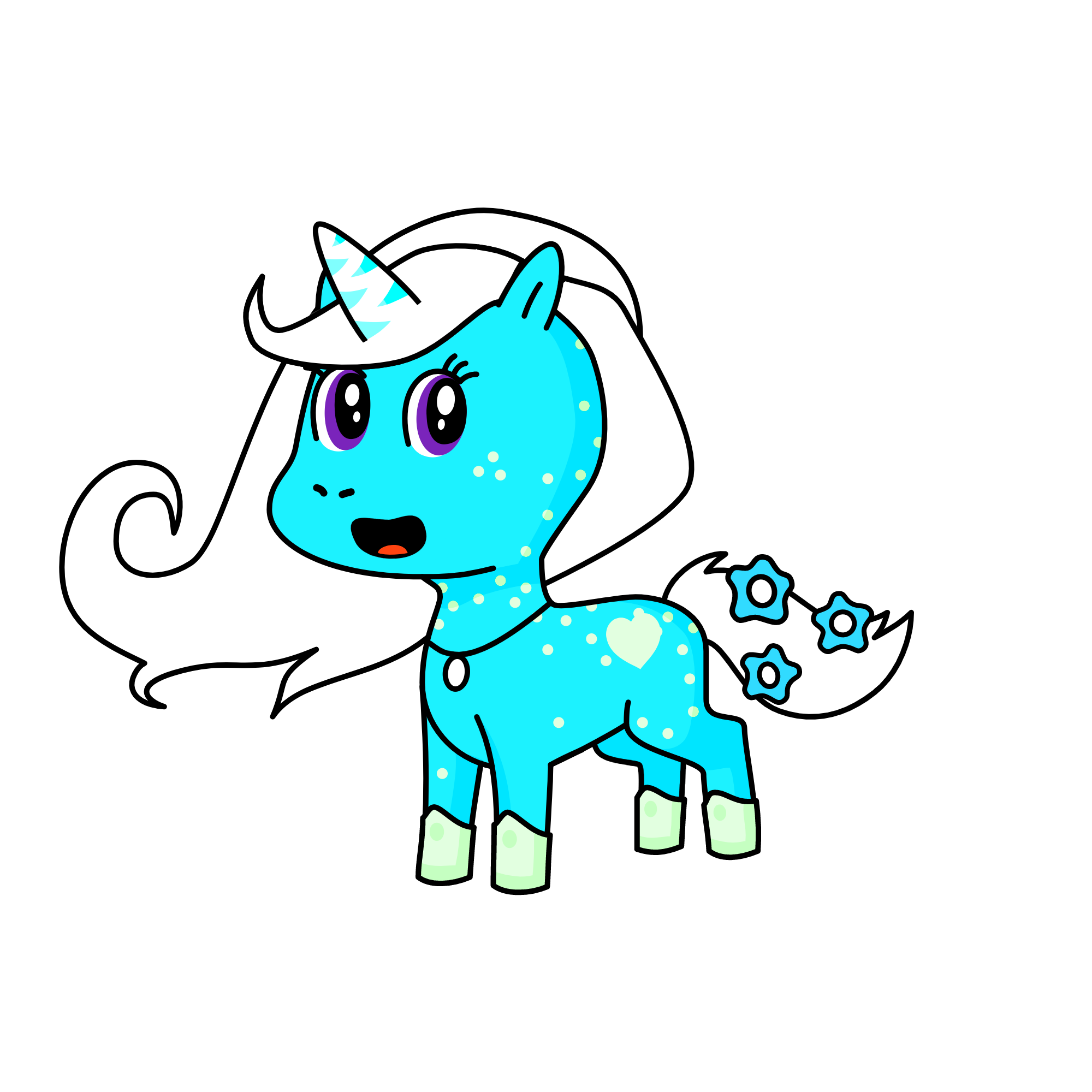 Mint blue, the unicorn