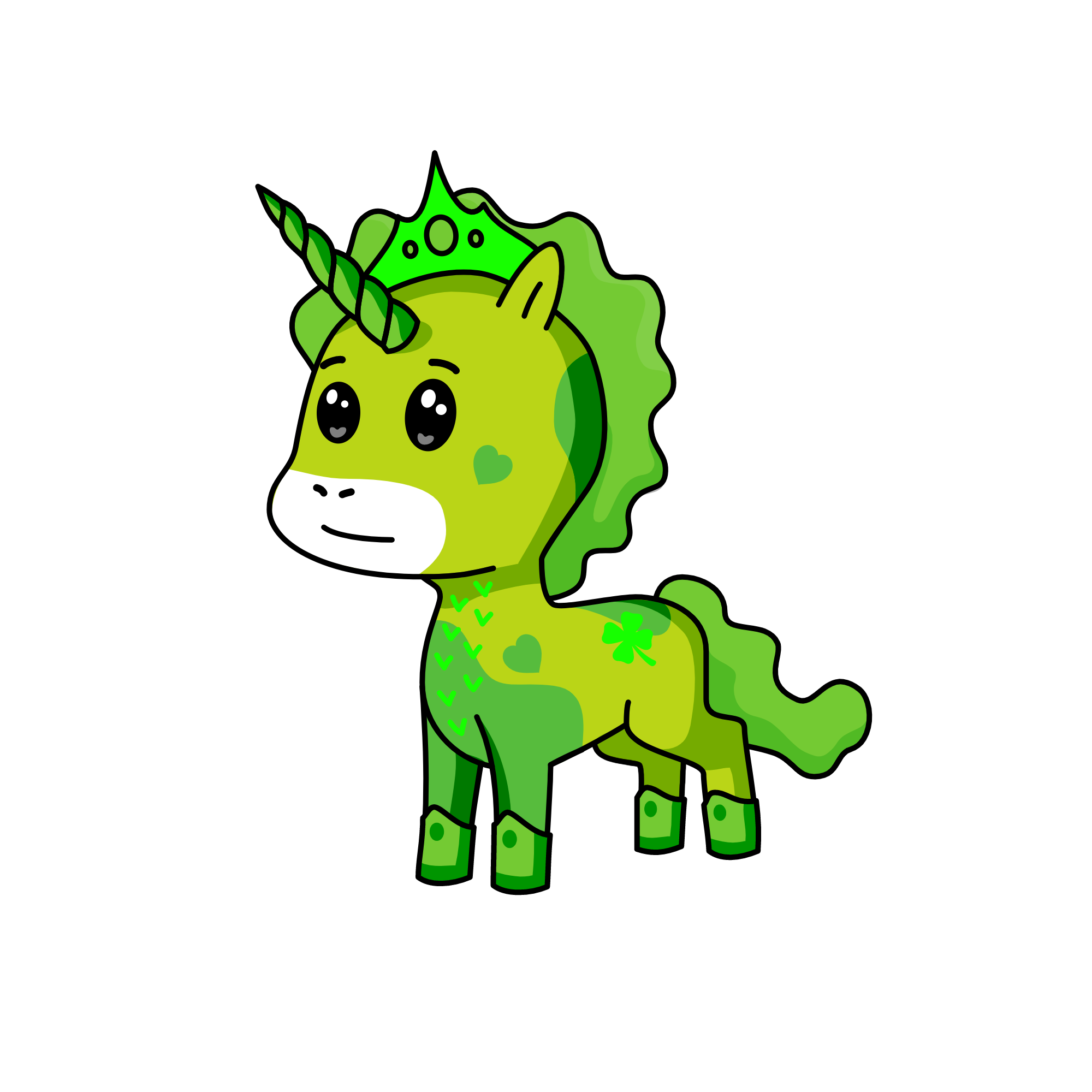 Queen green, the unicorn