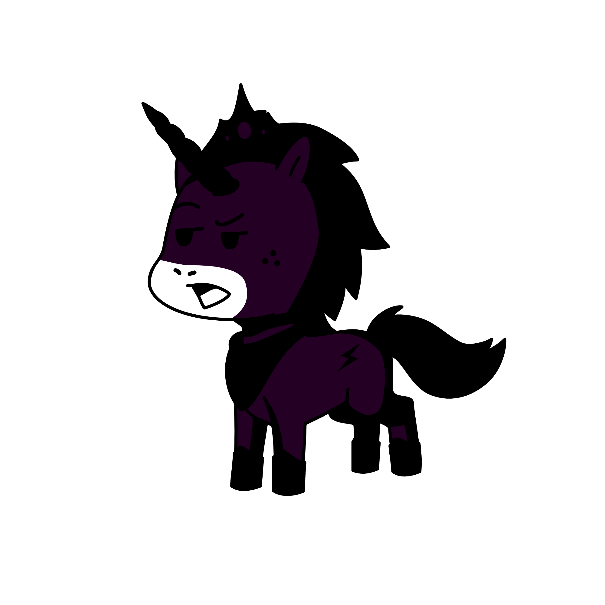 Queen black, the unicorn