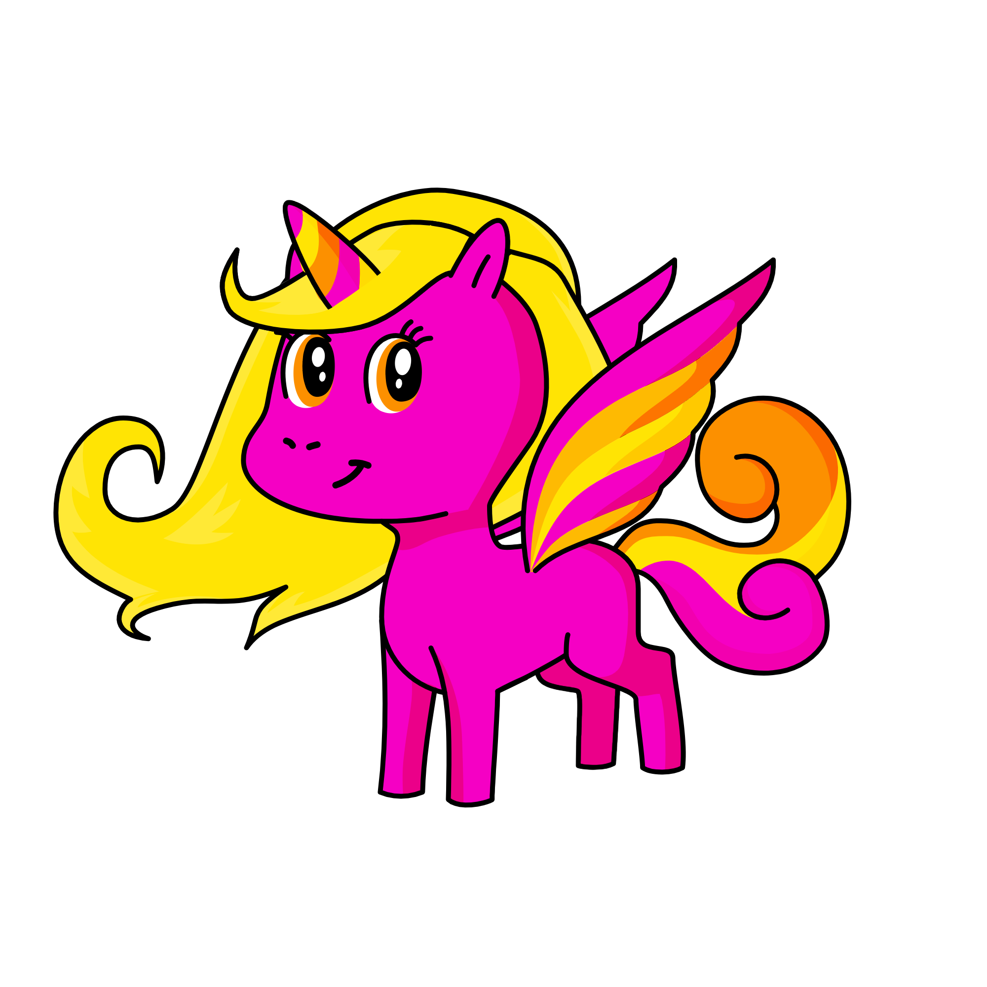 pink orange yellow, the unicorn