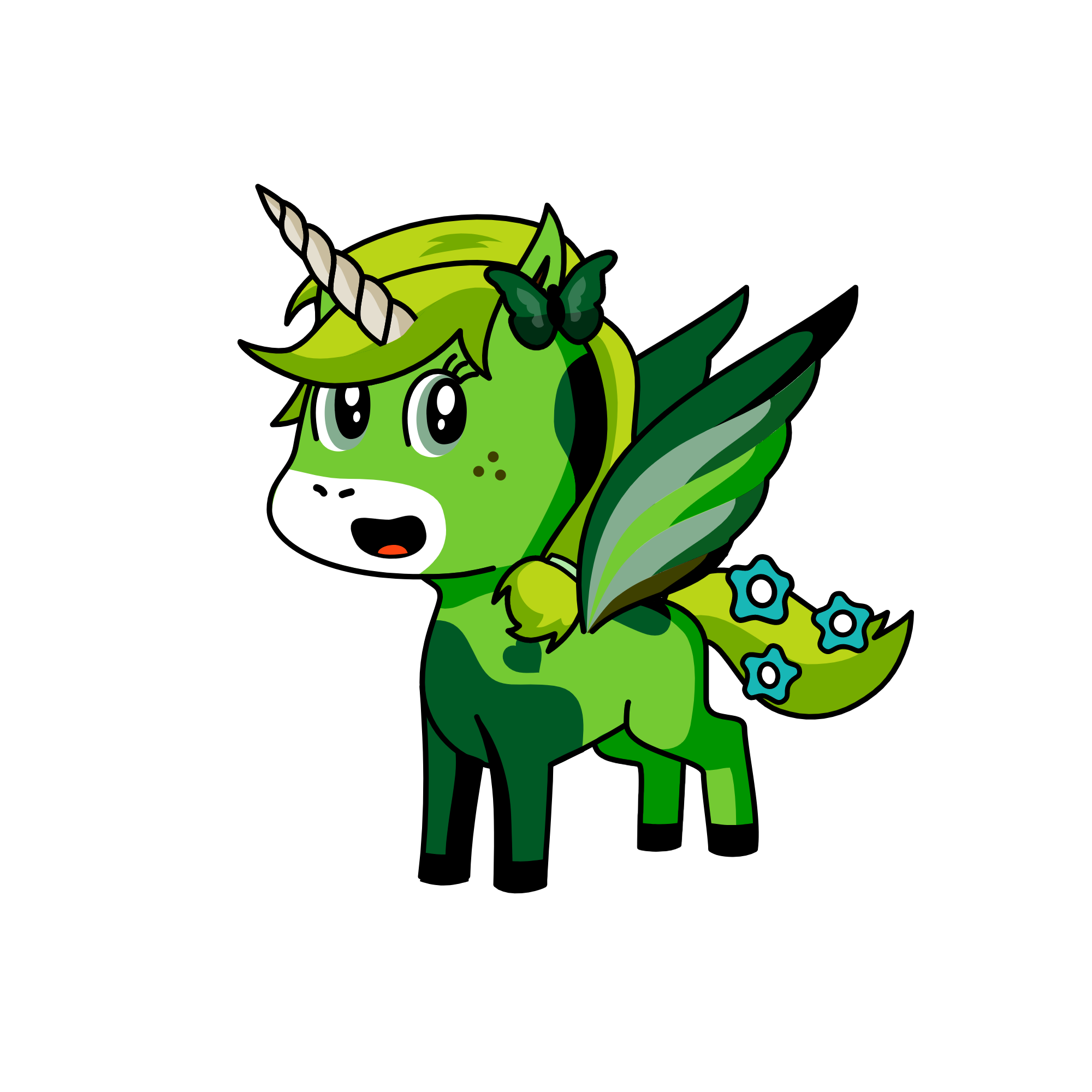 Greenie, the unicorn