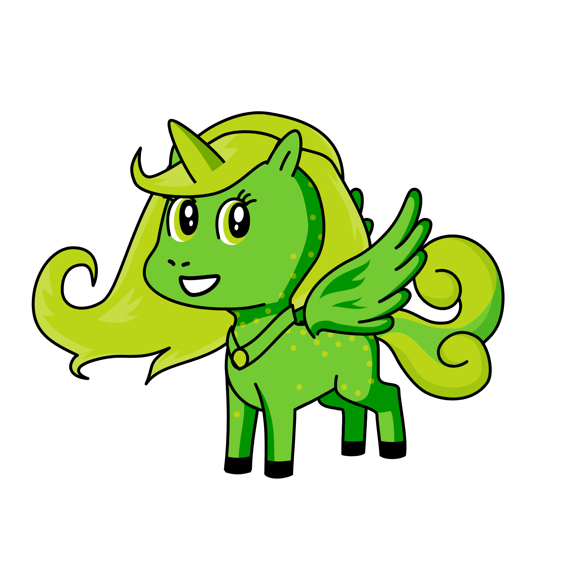 green, the unicorn