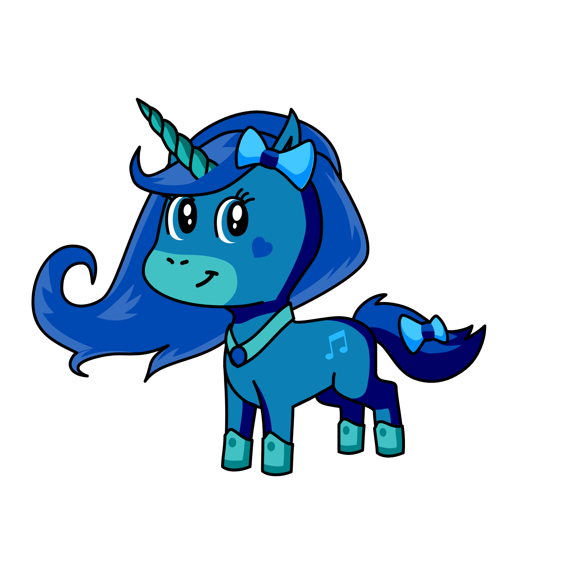 blue heart, the unicorn