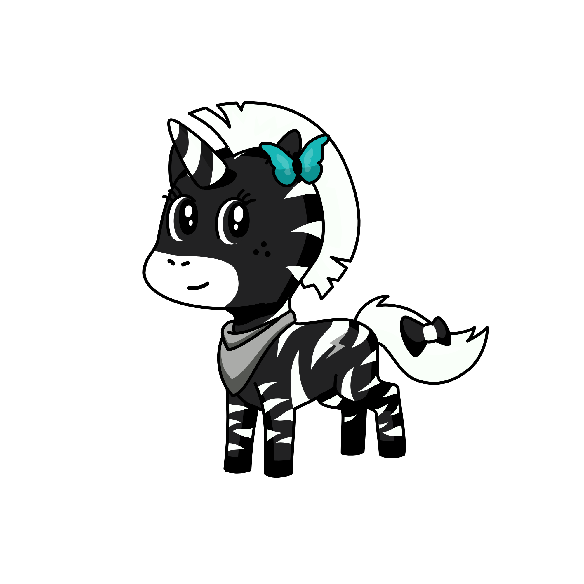 ima a zebra with a horn and white strips, the unicorn