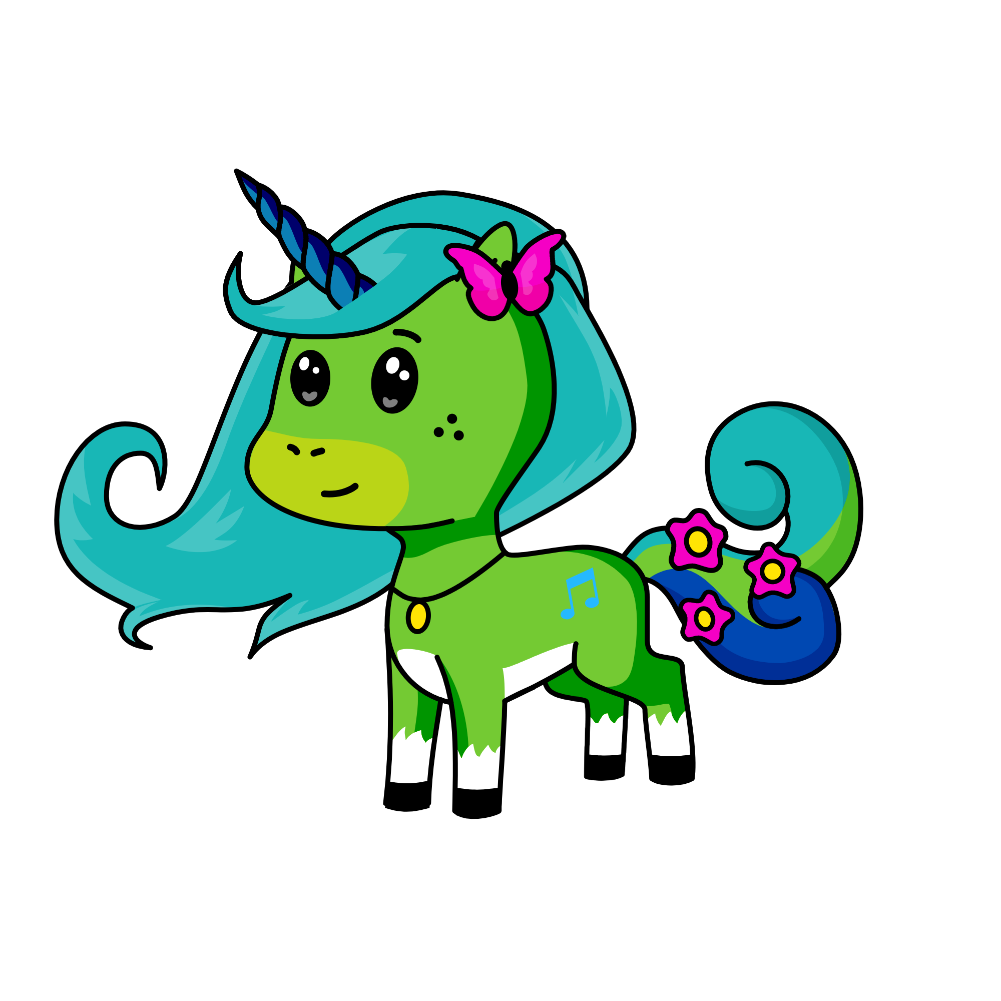 Green, the unicorn