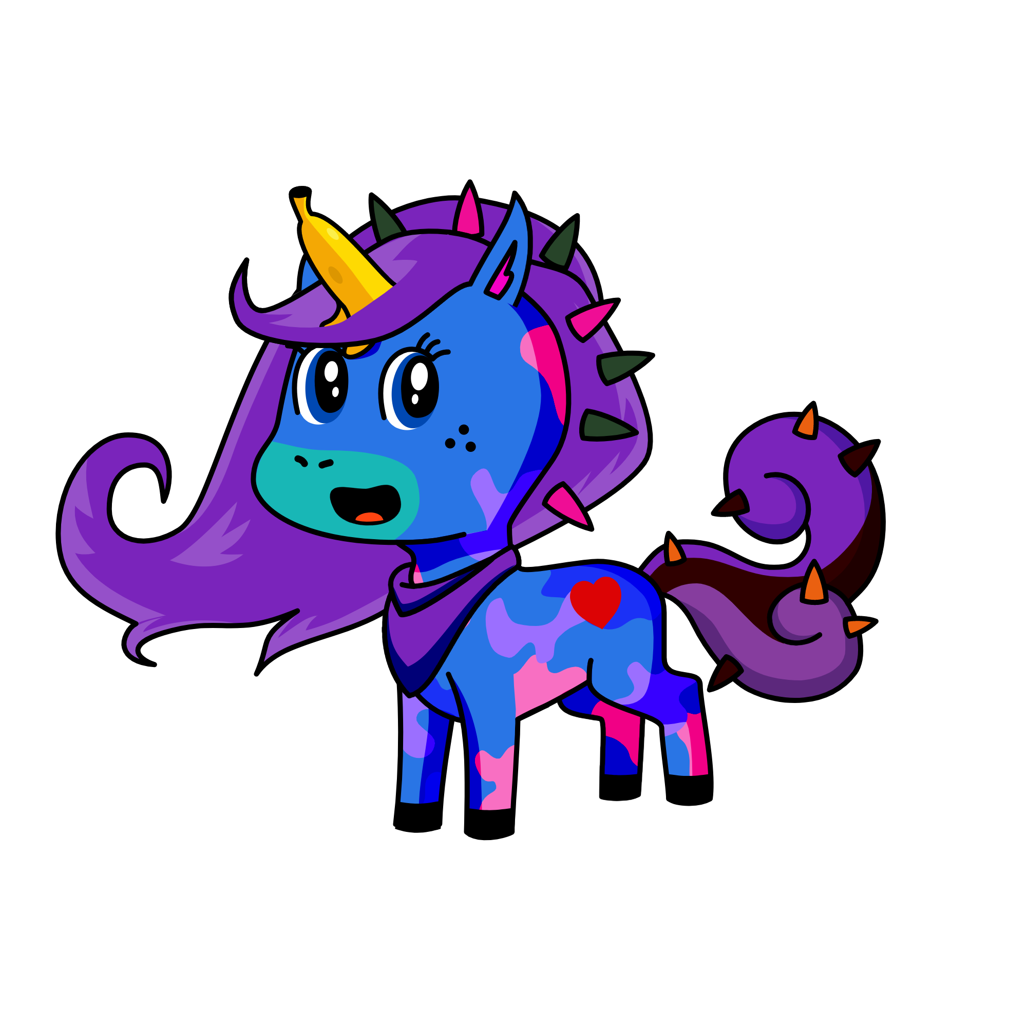 purple horns, the unicorn