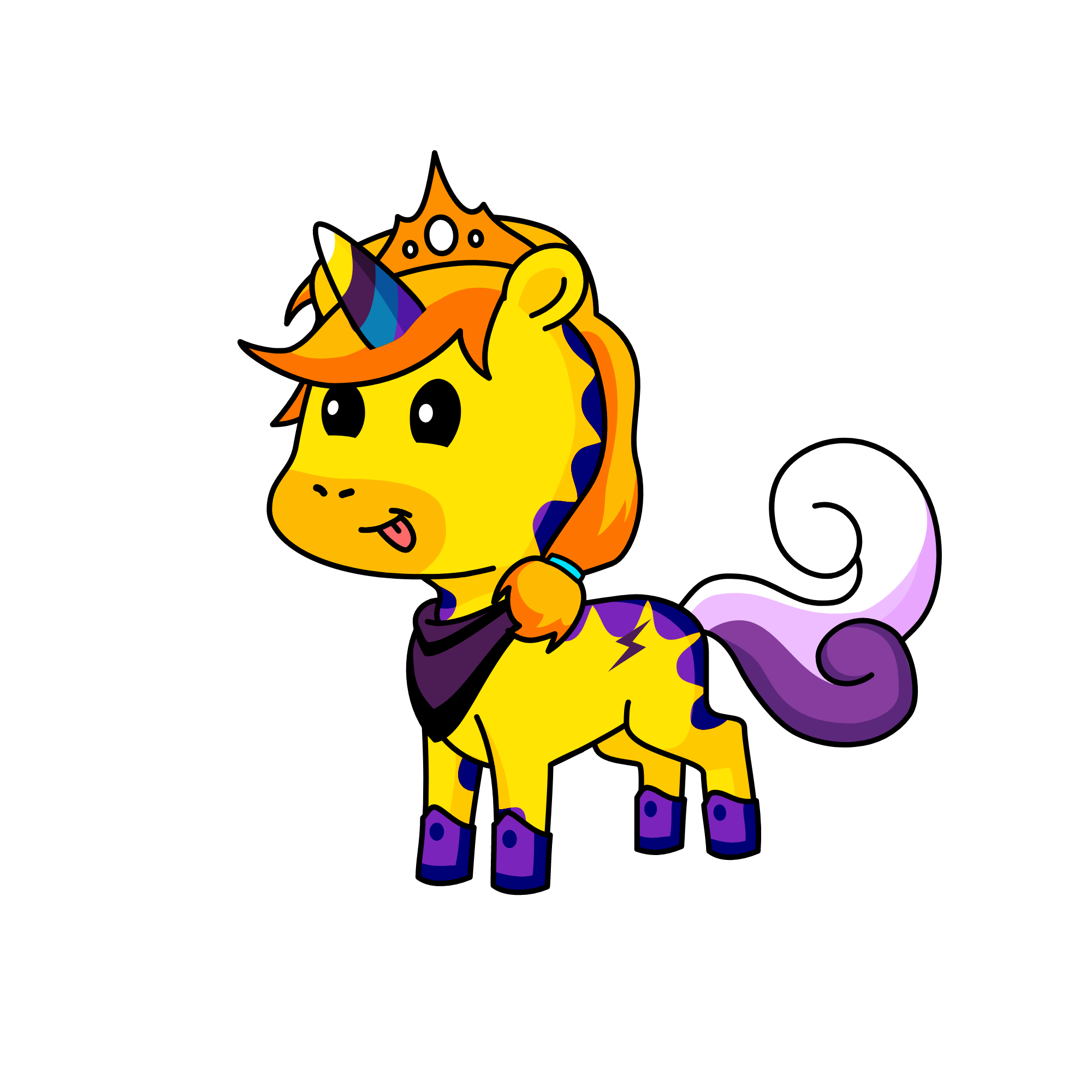 purply orangy, the unicorn