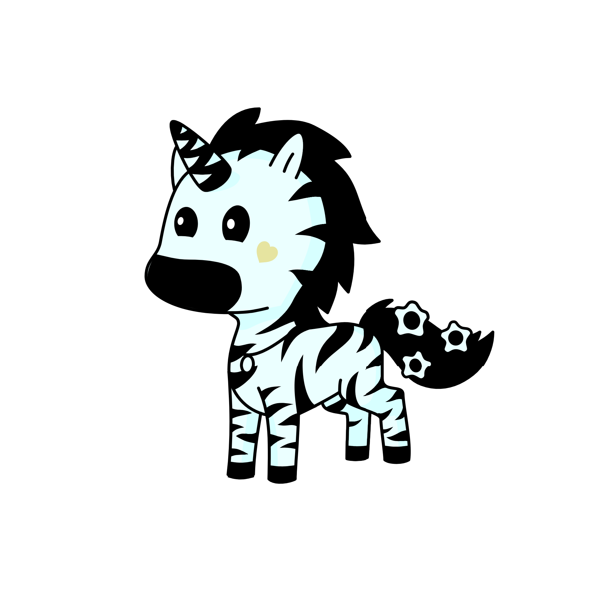 black and white, the unicorn