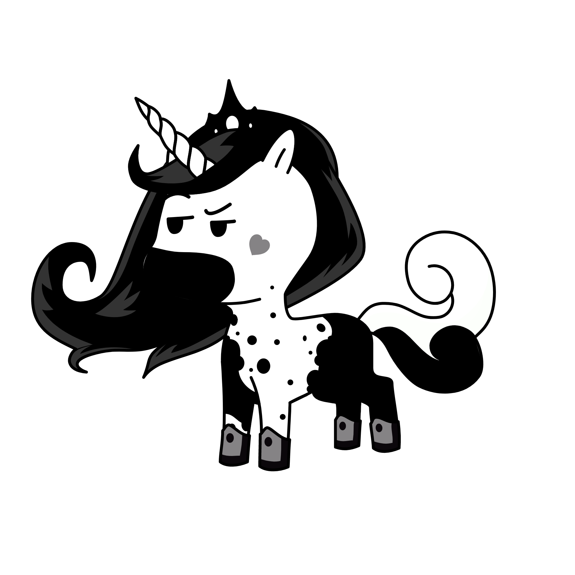 Princess Black, In the Snow Background, the unicorn