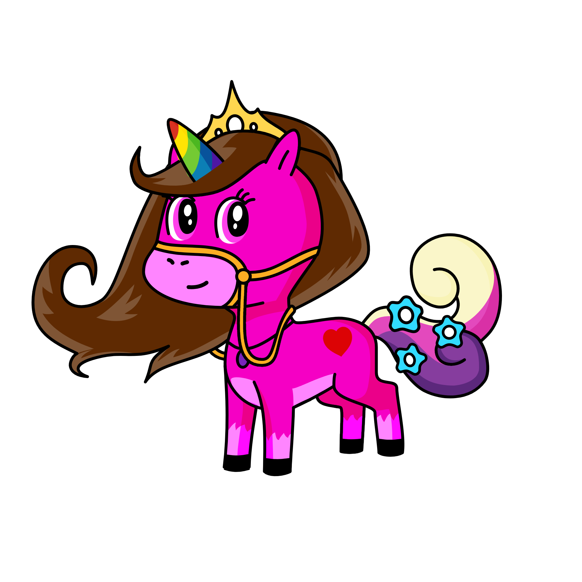 Elegant rainbow horn, the unicorn