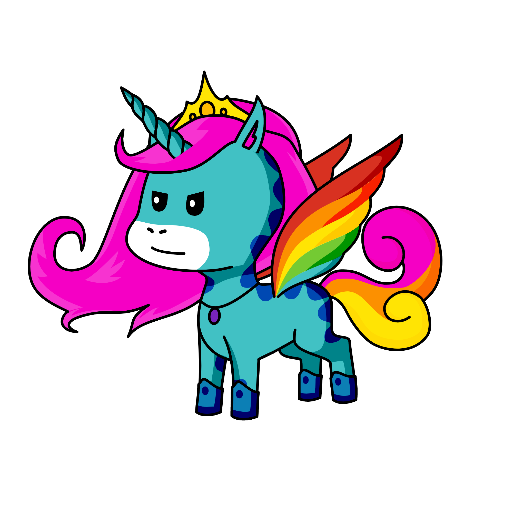 Rainbow, the powerful unicorn, the unicorn