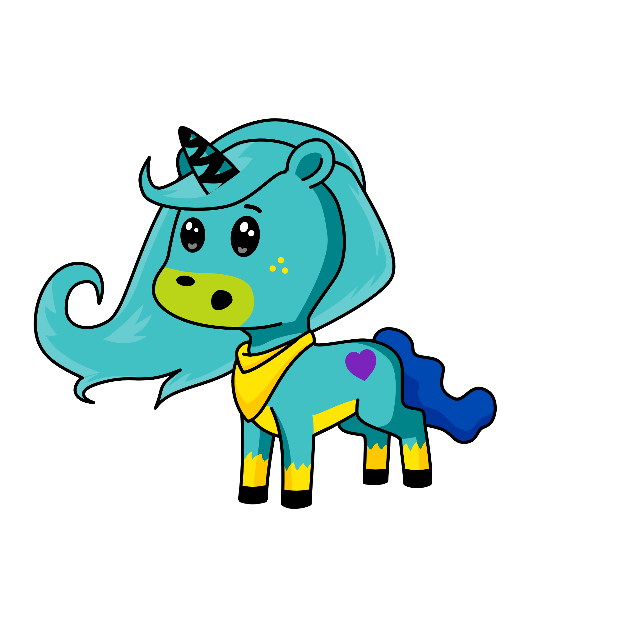 saddy ( got bullyed because of her look ), the unicorn