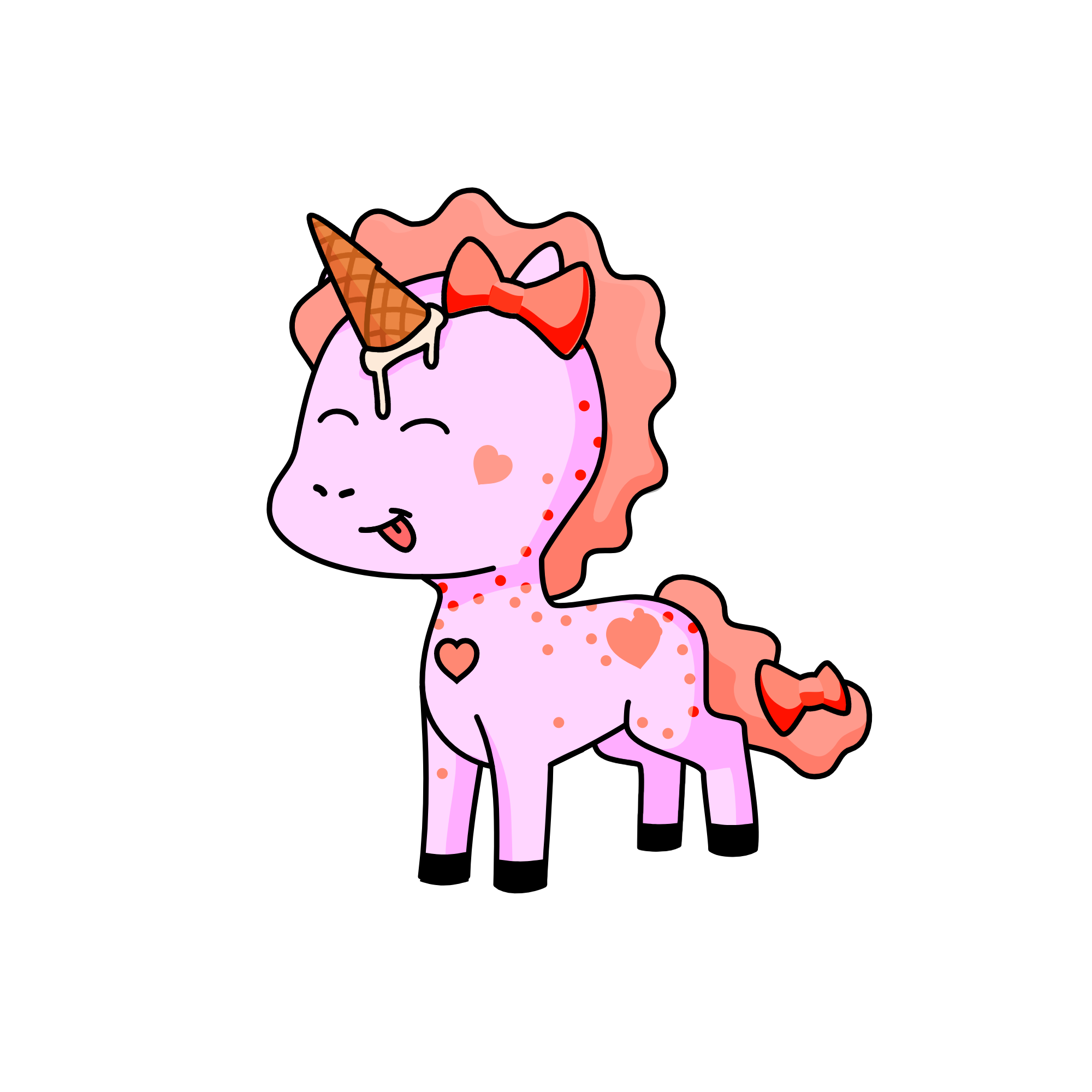 Strawberry ice cream, the unicorn
