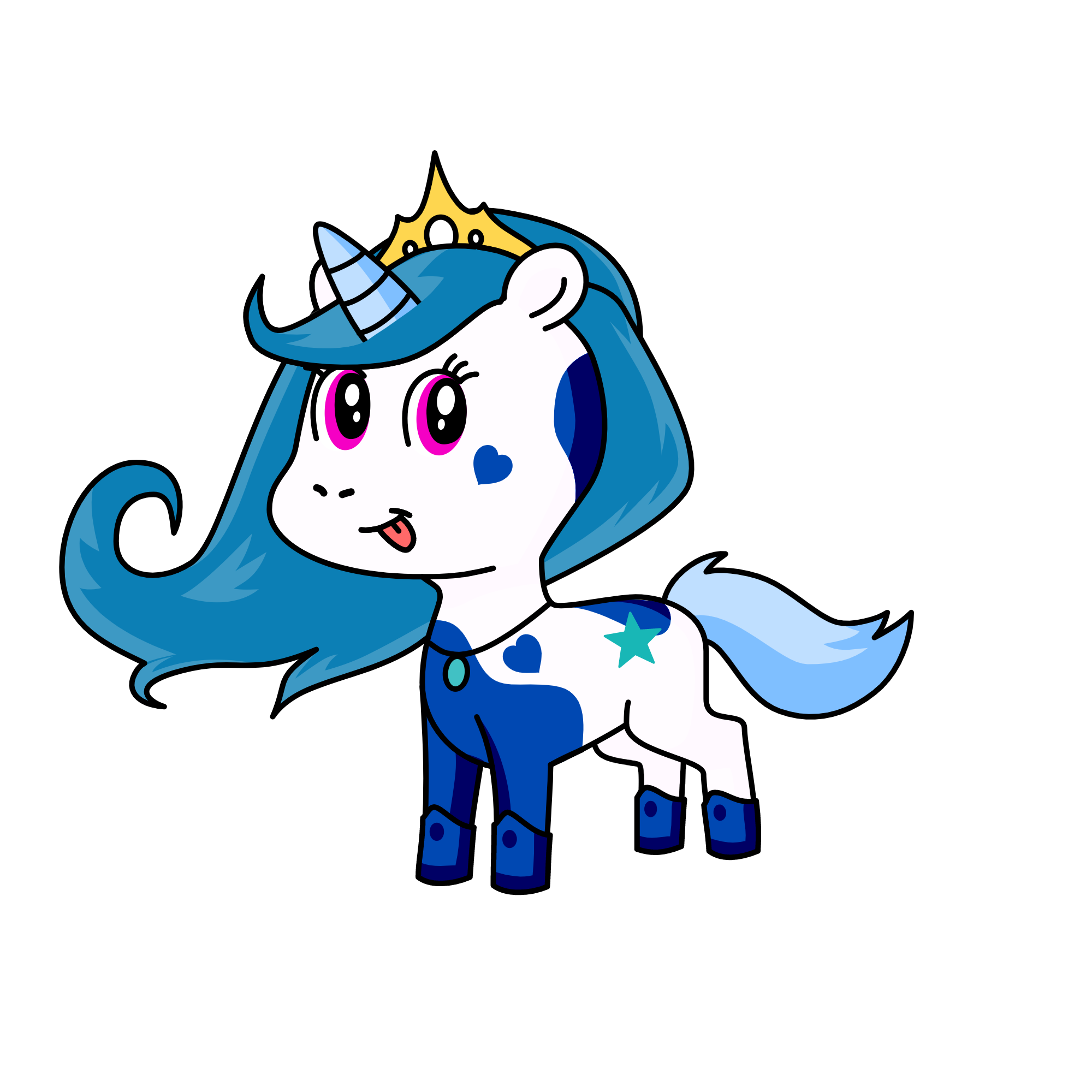 White and blue, the unicorn