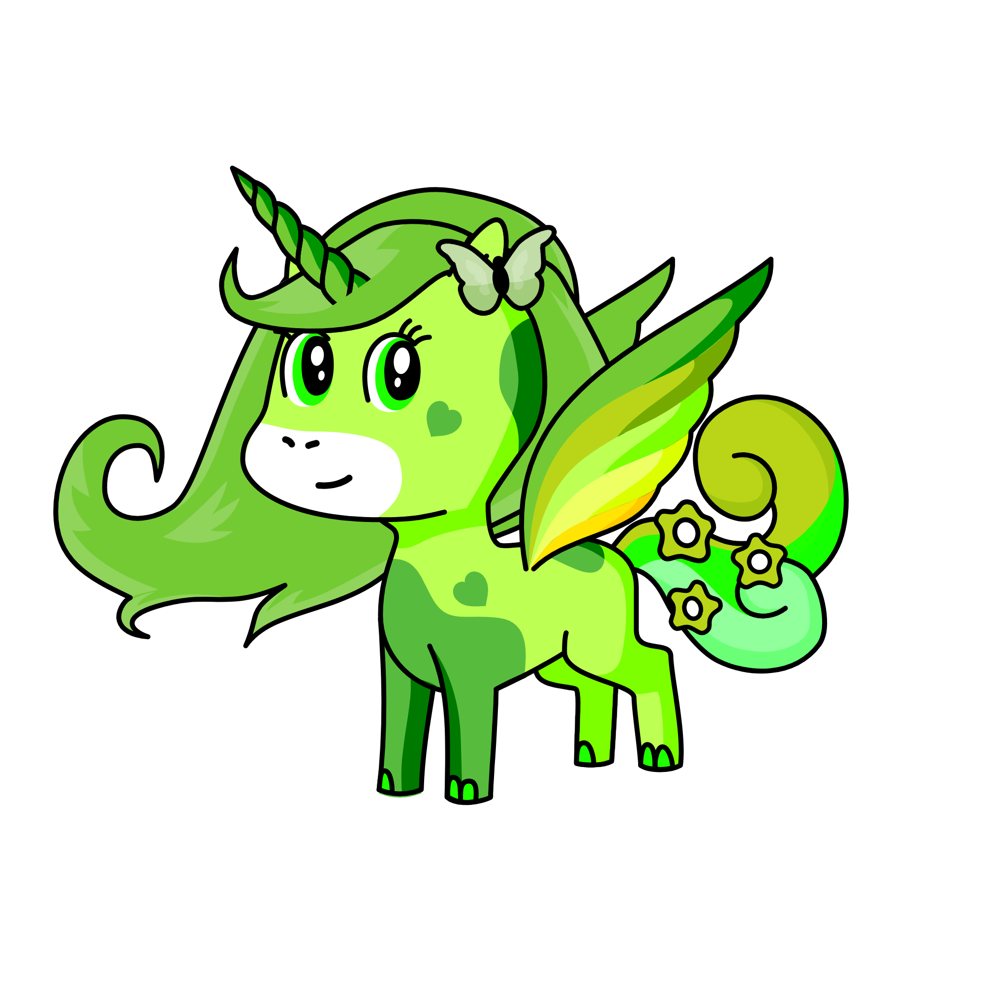 Green, the unicorn