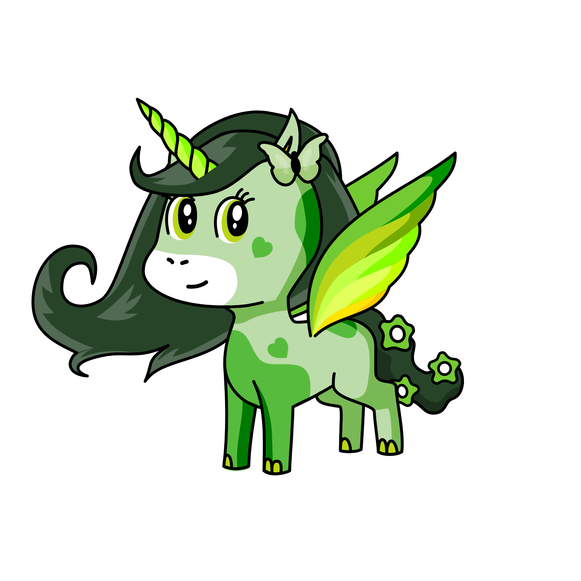 Green, the unicorn