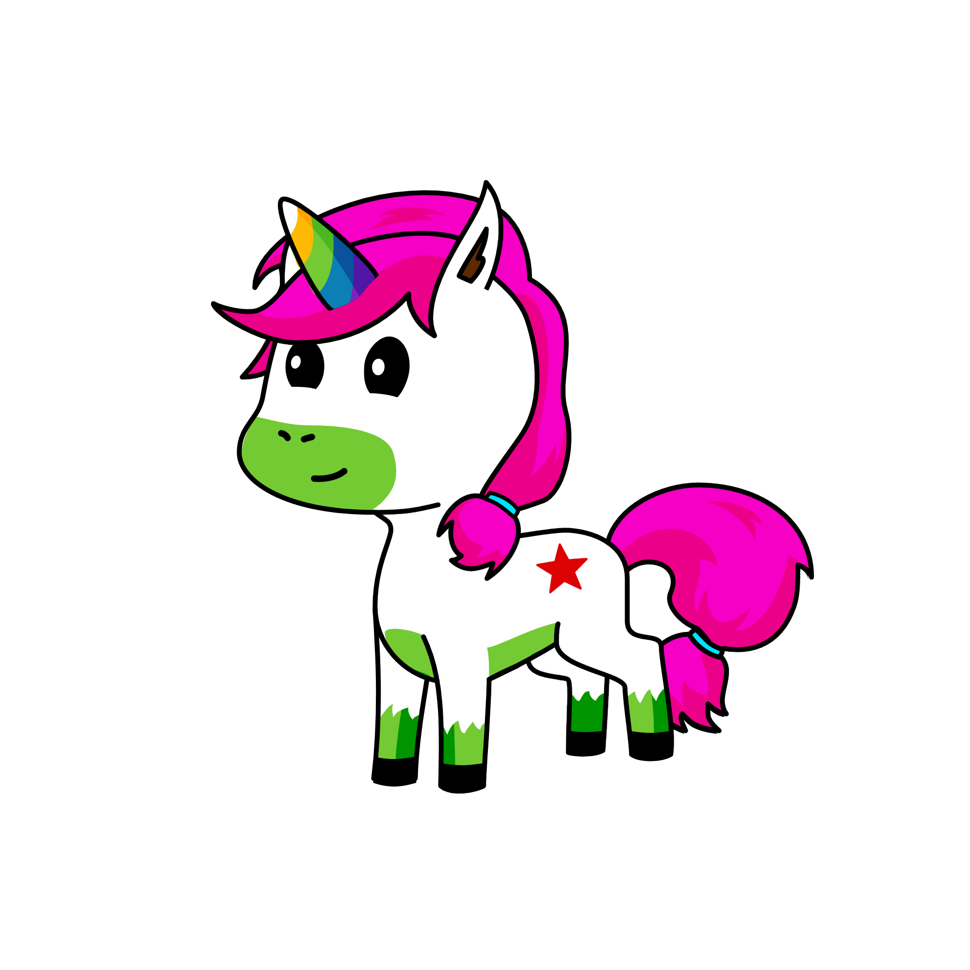 Green, the unicorn