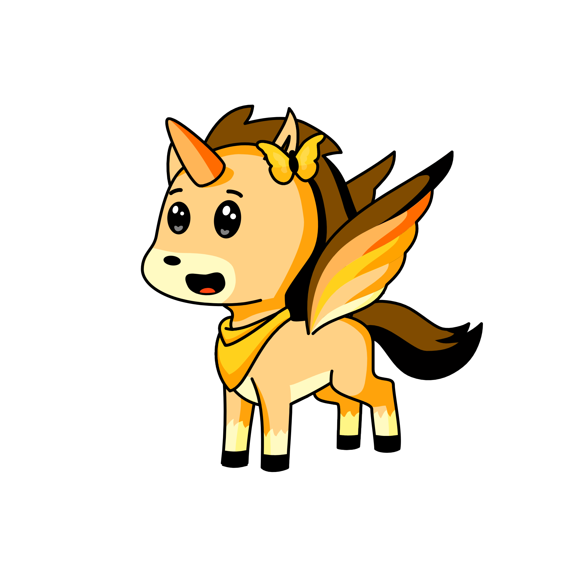 Lil Yeorange and his friend Mr.Butter ( daughter of lord orange and lady yellow of the color tribe ), the unicorn