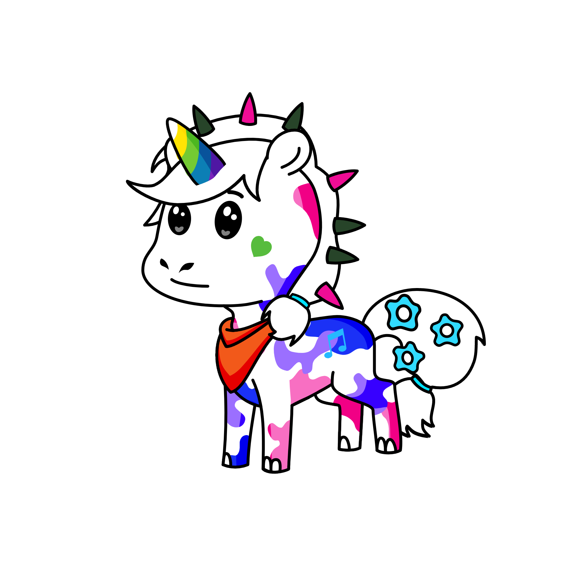 Colourblind, the half white half colourful, the unicorn