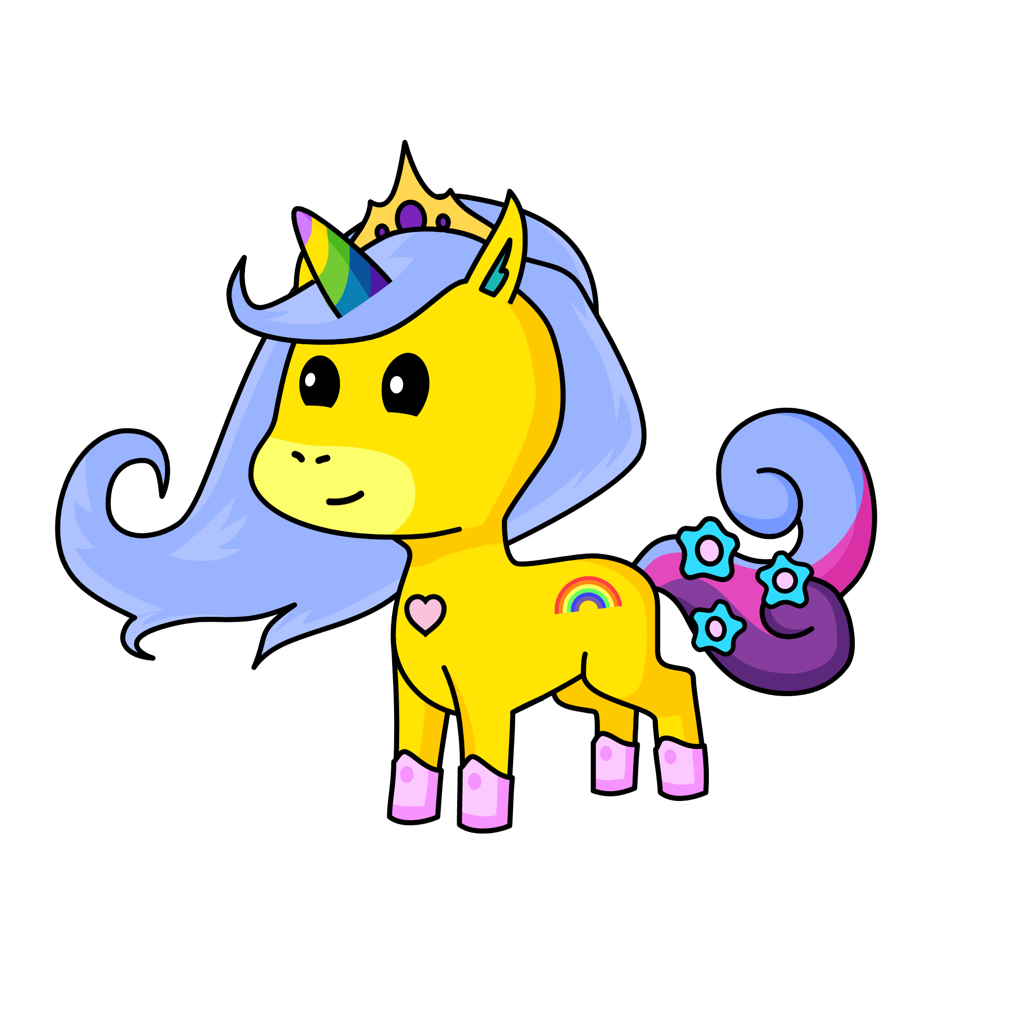 Queen.    Rainbow, the unicorn