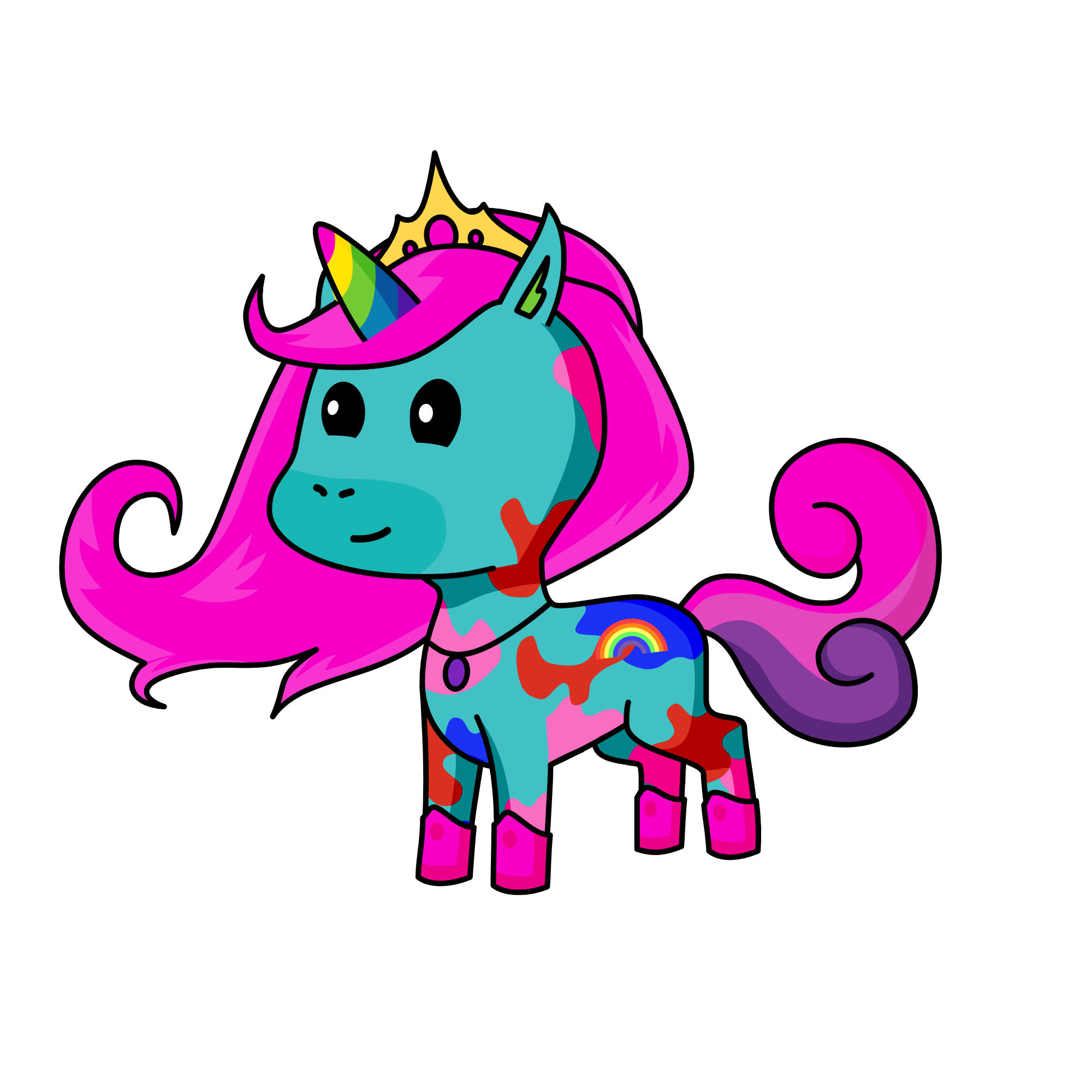 Rainbow. BLUE, the unicorn