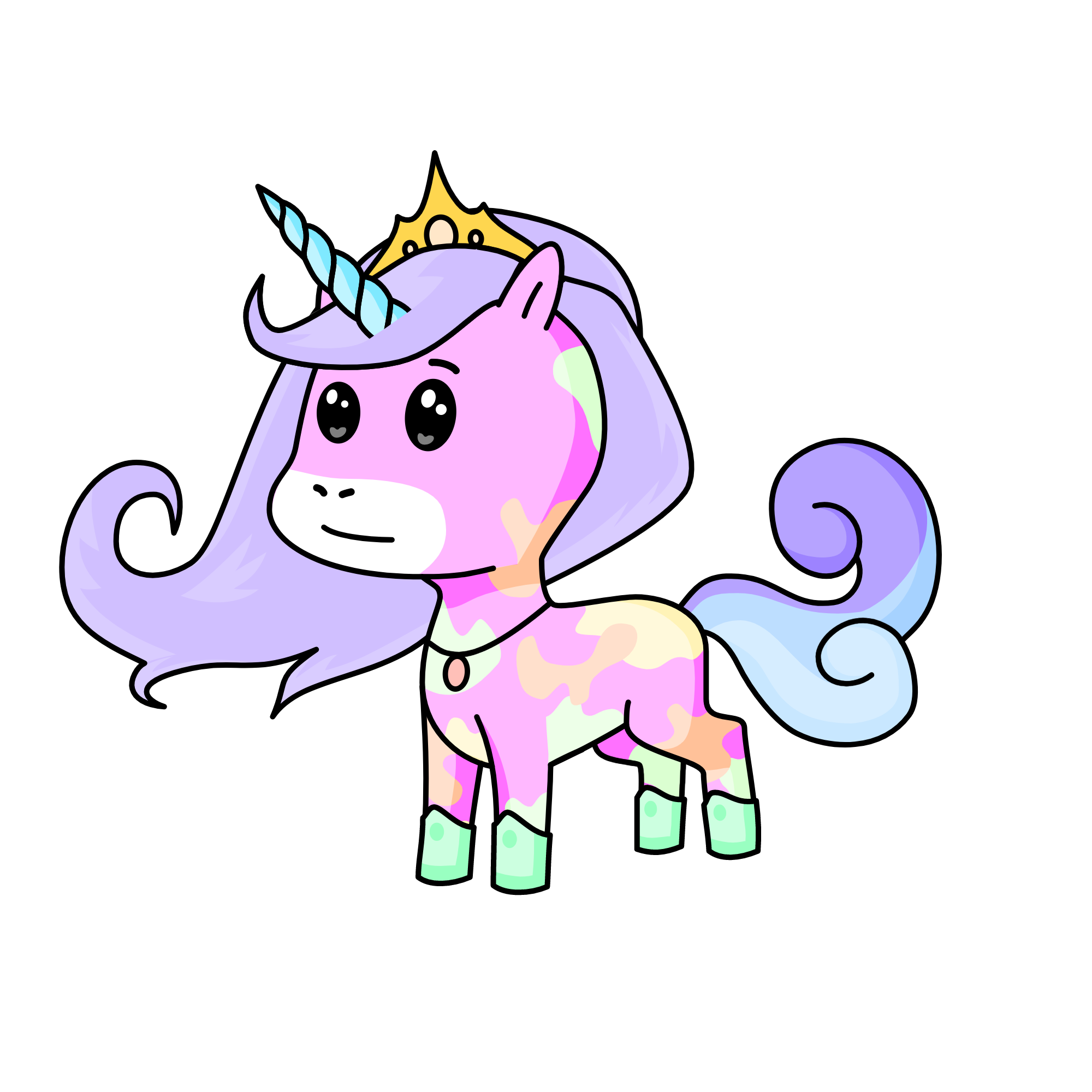 Aesthetic, the Queen of Rainbow Kingdom (aka the 7 sister's mom), the unicorn