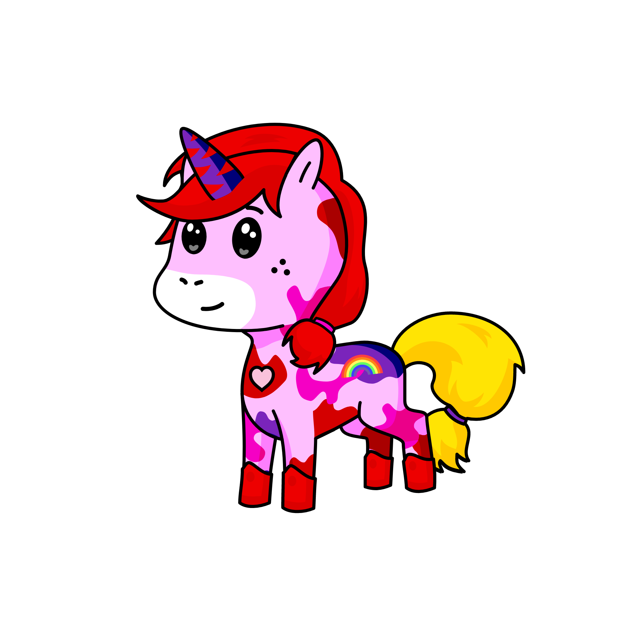 Raibow girl, the unicorn